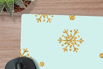 MuchoWow Gaming Mauspad Weihnachten - Muster - Schnee - Gold (1-St), Mousepad mit Rutschfester Unterseite, Gaming, 40x40 cm, XXL, Großes