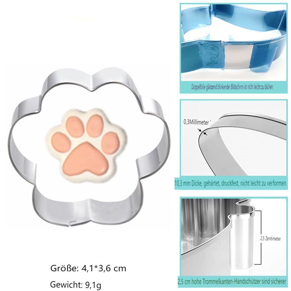 Edelstahl Obstkuchenform (12-tlg) Stück, Cartoon-Hundeknochen 12 HIBNOPN Hunde-Ausstechformen-Set