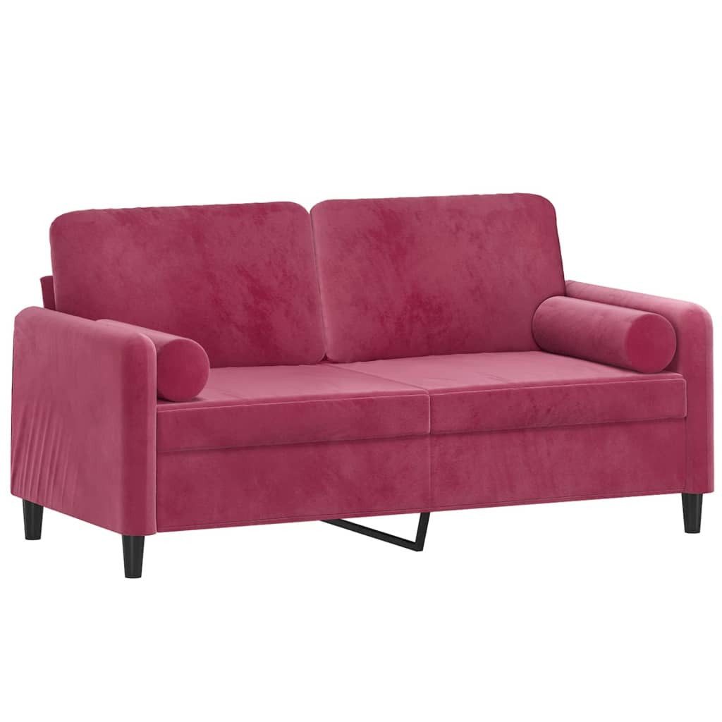 vidaXL Sofa 2-Sitzer-Sofa mit Zierkissen Weinrot 140 cm Samt