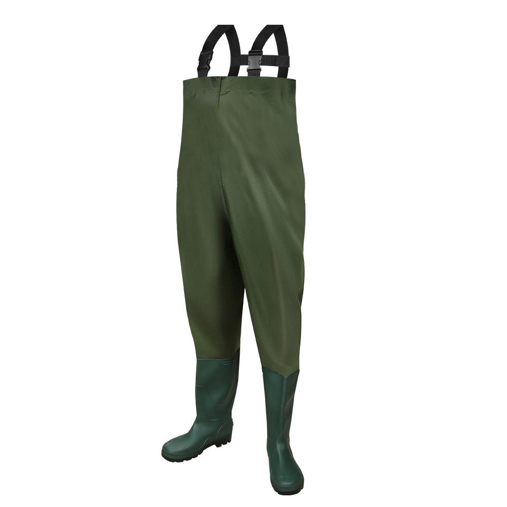 Clanmacy Schutzhose Wathose Anglerhose Wasserdicht Fischer Teichhose Gummi mit Stiefel