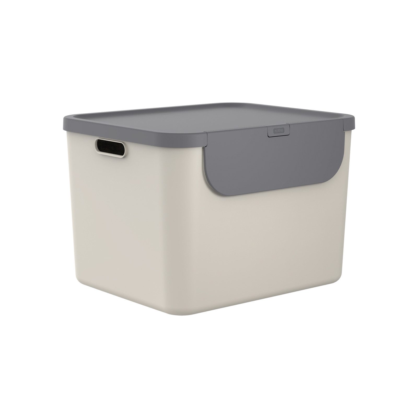 ROTHO Mülltrennsystem Albula Mülleimer 55l mit Frontklappe für die Küche – Recycling System, Behälter ideal für Mülltrennung & Recycling