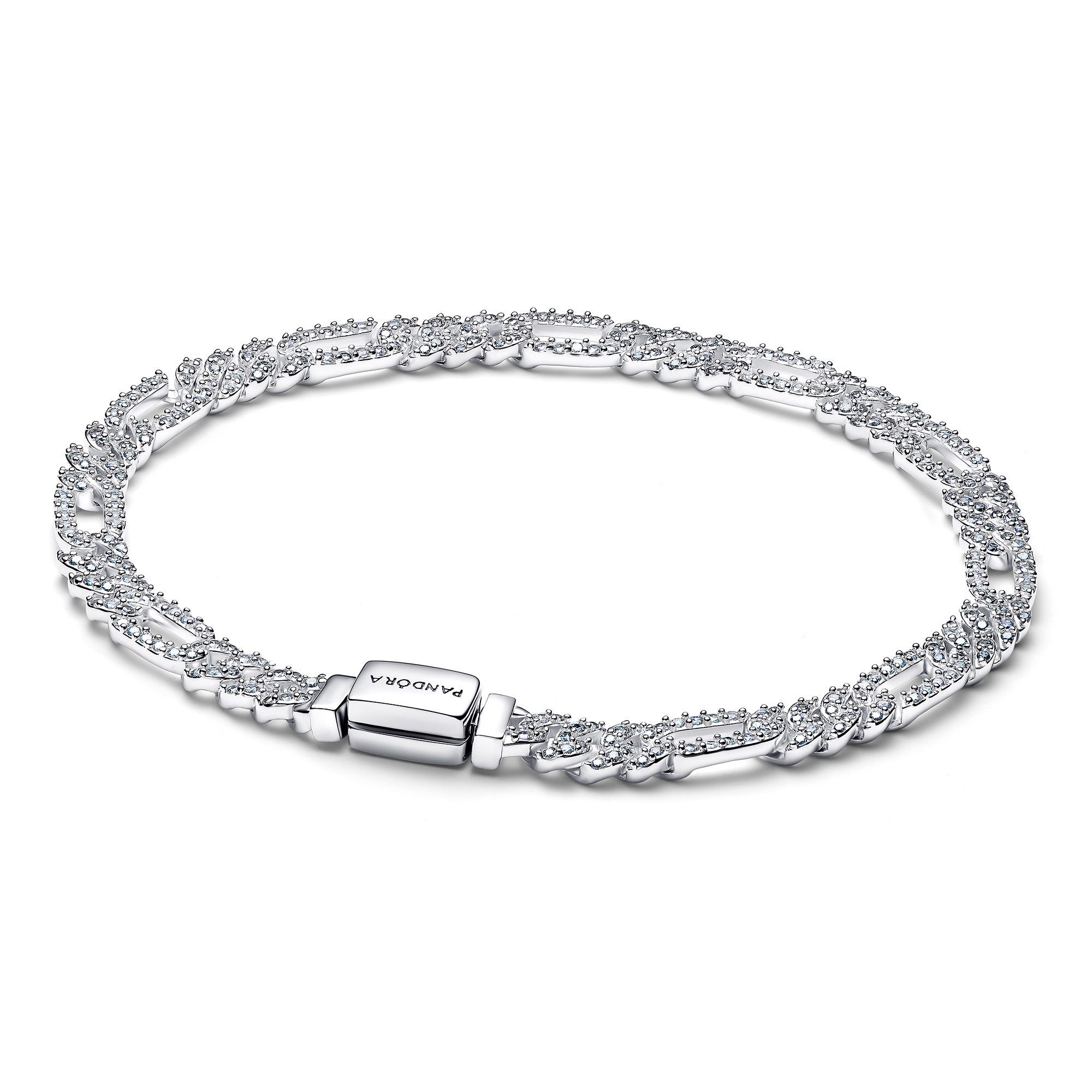 Pandora Gliederarmband DamenSilber Ovale Panzerkette mit Zirkonia