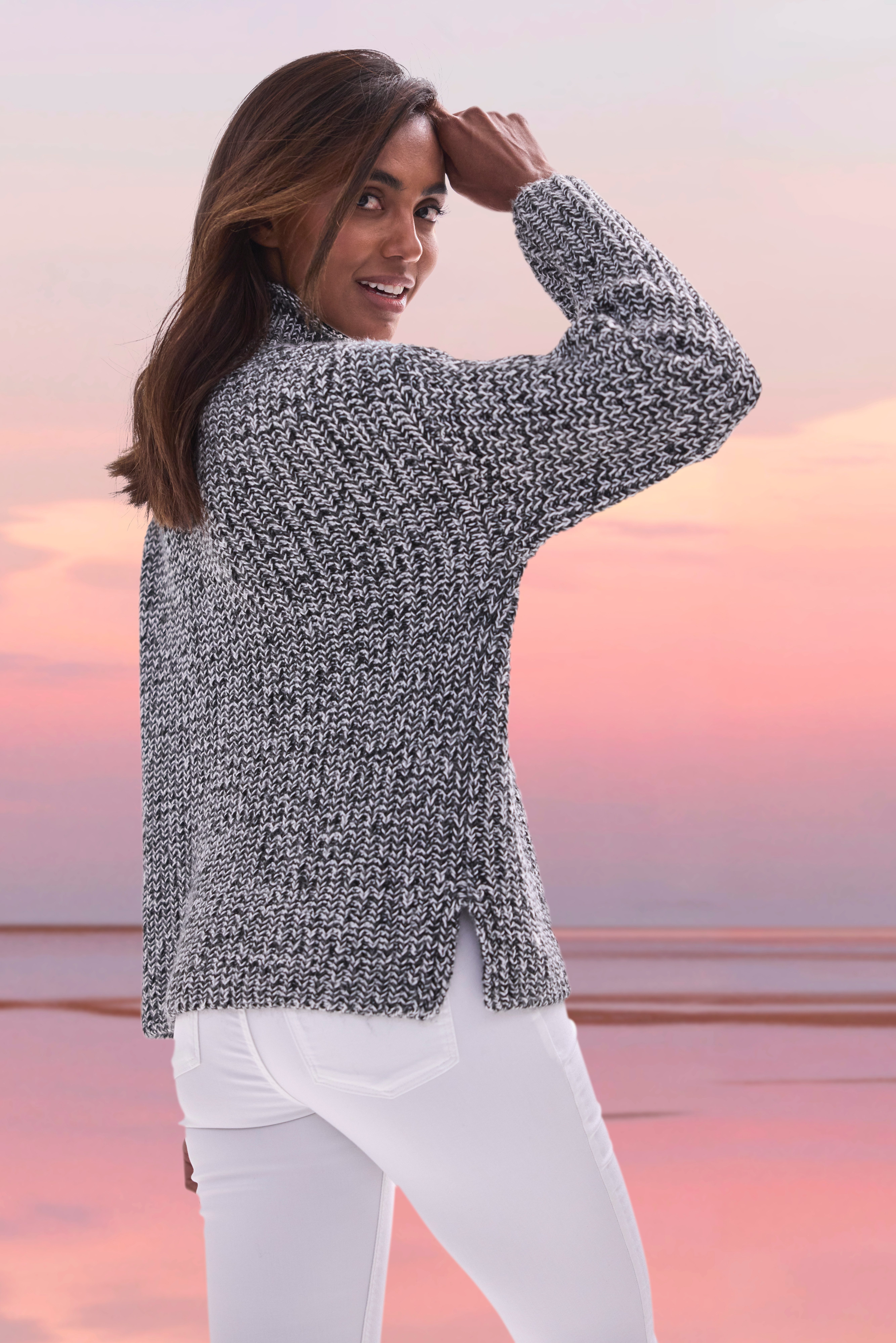 Buffalo Stehkragenpullover in Melange-Optik lockere Passform, warmer Strick, kuscheliger Strickpullover, Oversize – Bild 3 von 5