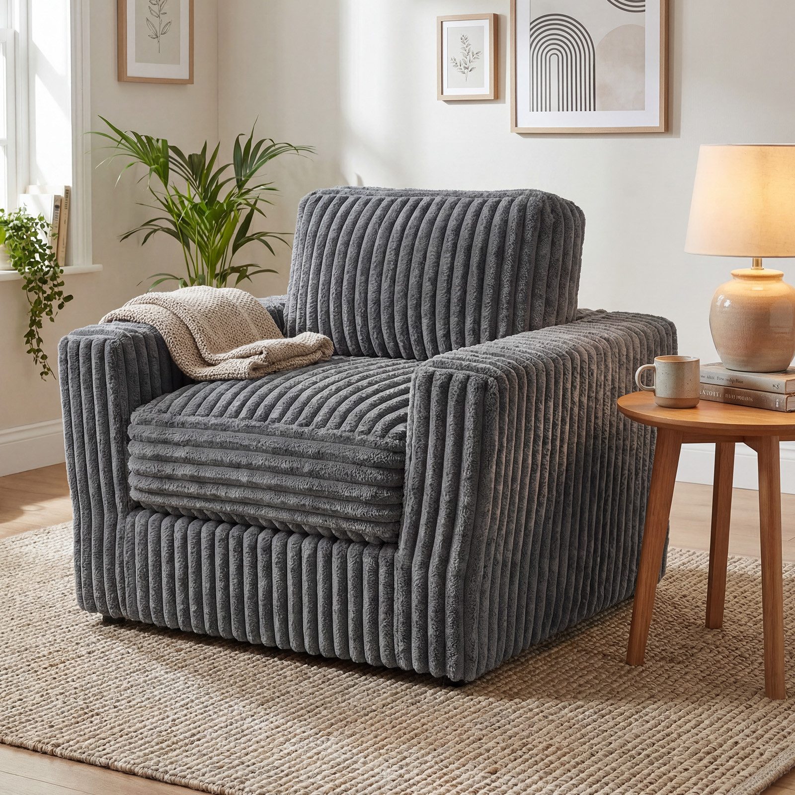 COSTWAY Relaxsessel Bodensessel Cord gepolstert, Sitzsack Sessel