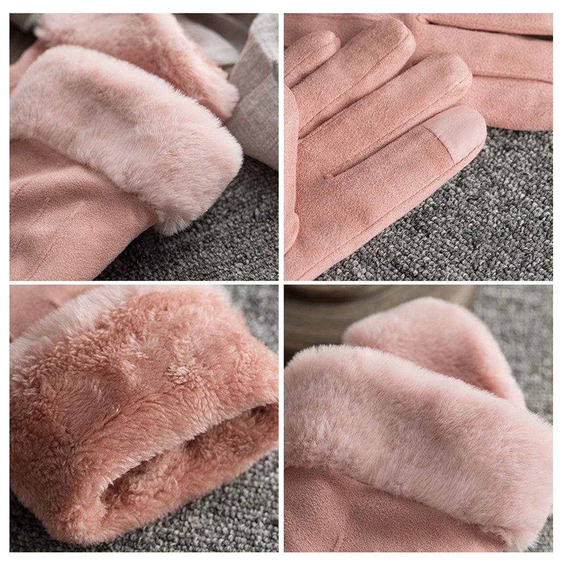 DÖRÖY Fleecehandschuhe Gepolsterte, warme Damen-Winterhandschuhe, modische Reithandschuhe Grau