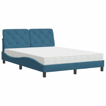 vidaXL Bett Bett mit Matratze Blau 120x200 cm Samt
