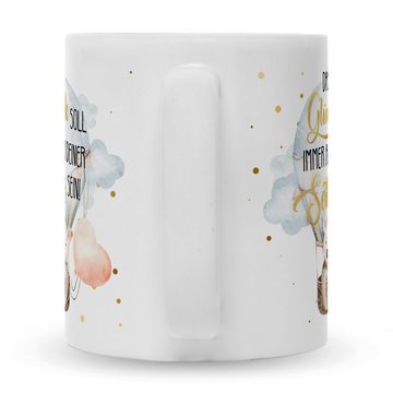 GRAVURZEILE Tasse mit Spruch Glück immer an deiner Seite, Keramik, Farbe: Weiß