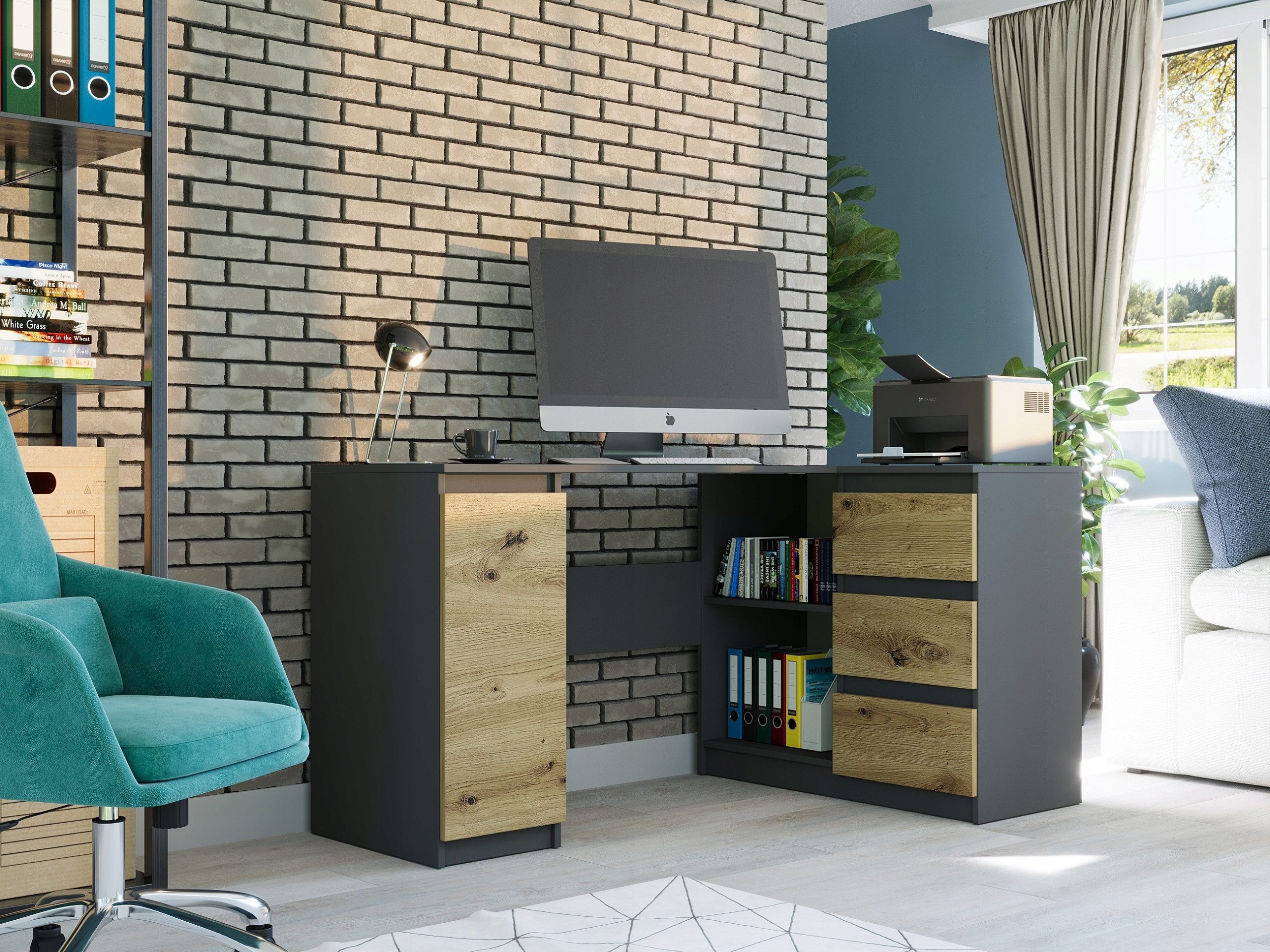 Home Collective Eckschreibtisch mit 3 Schubladen, günstig online kaufen