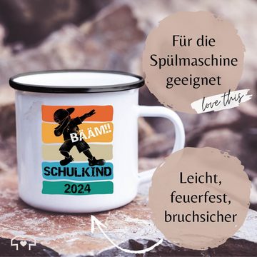 Shirtracer Tasse Bääm! Schulkind 2024, Stahlblech, Einschulung Geschenk Tasse