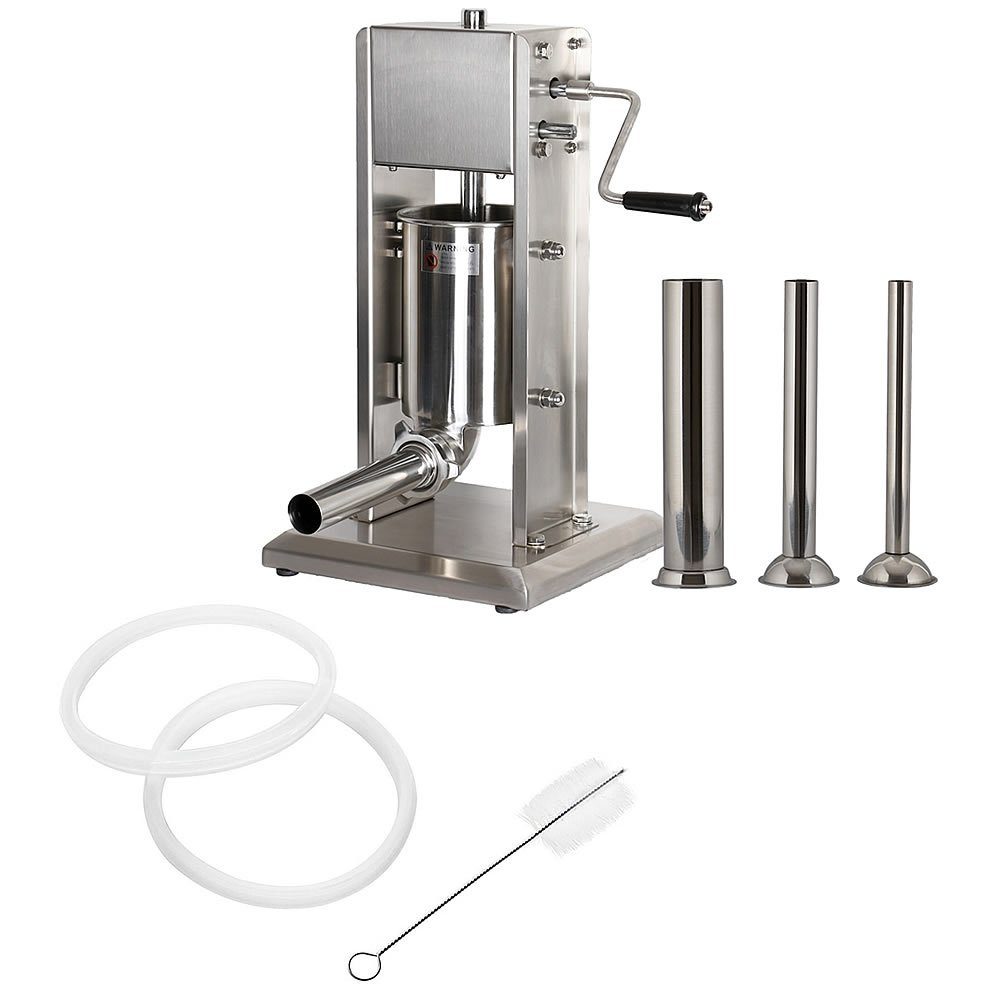 Mucola Wurstfüllaufsatz Wurstfüllmaschine Edelstahl Wurstfüller inkl. 4 Füllrohre Wurstspritze, Zubehör für Universal, 2-Gang-Getriebe