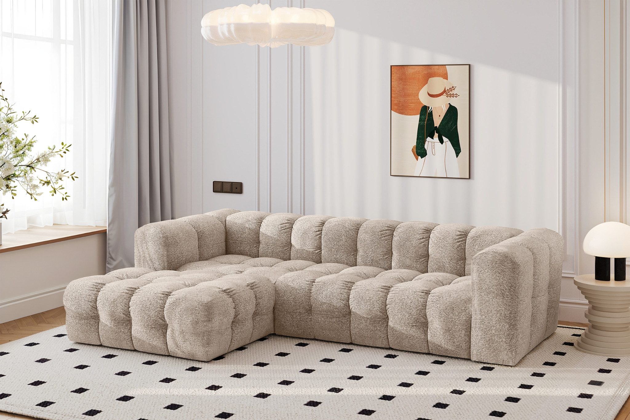 Kaiser Möbel Ecksofa BALOO L modernes freistehendes, für das Wohnzimmer, stoff Arena, Einzelsofa, gesteppte Oberfläche,freistehend platzierbar,hoher Sitzkomfort