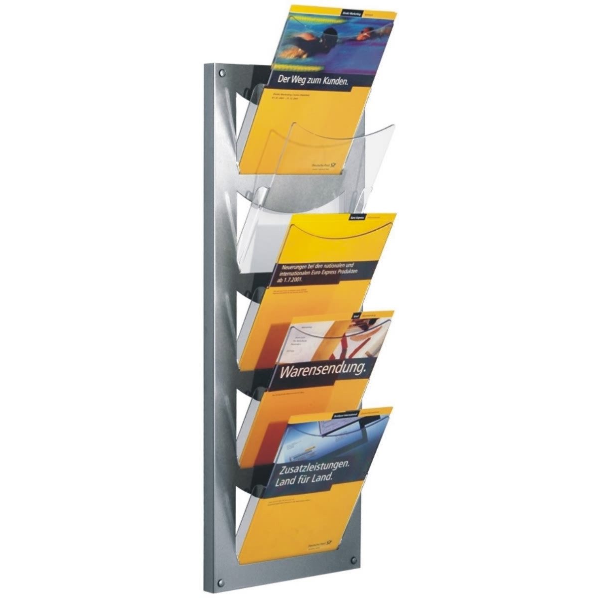 Stehsammler Wandmagazin Novax BxTxH 31x17x90cm 5 Fächer alusilber