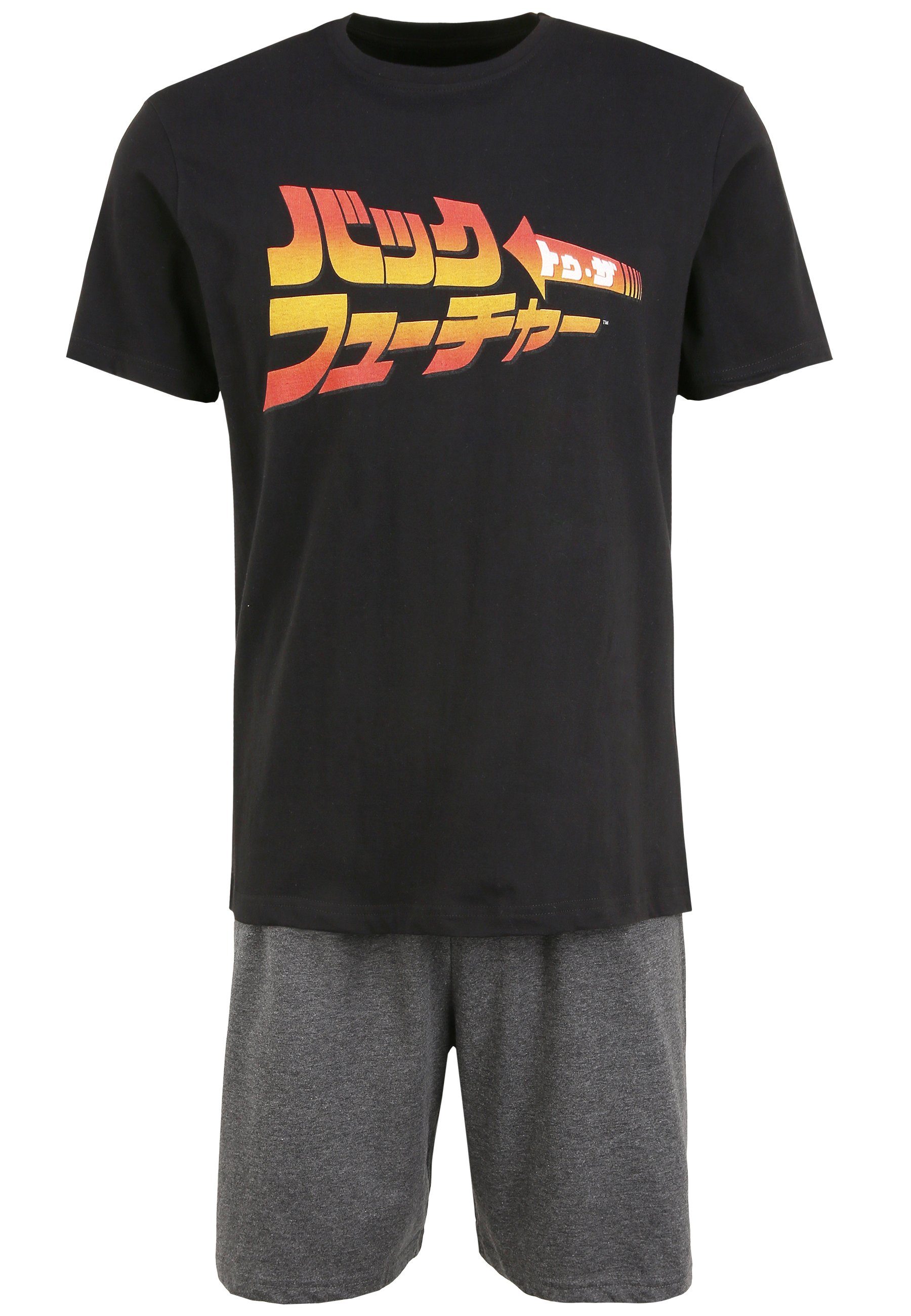 Recovered Loungepants Pyjama Lounge Set - Back to the Future Kanji Logo - Black Charcoal