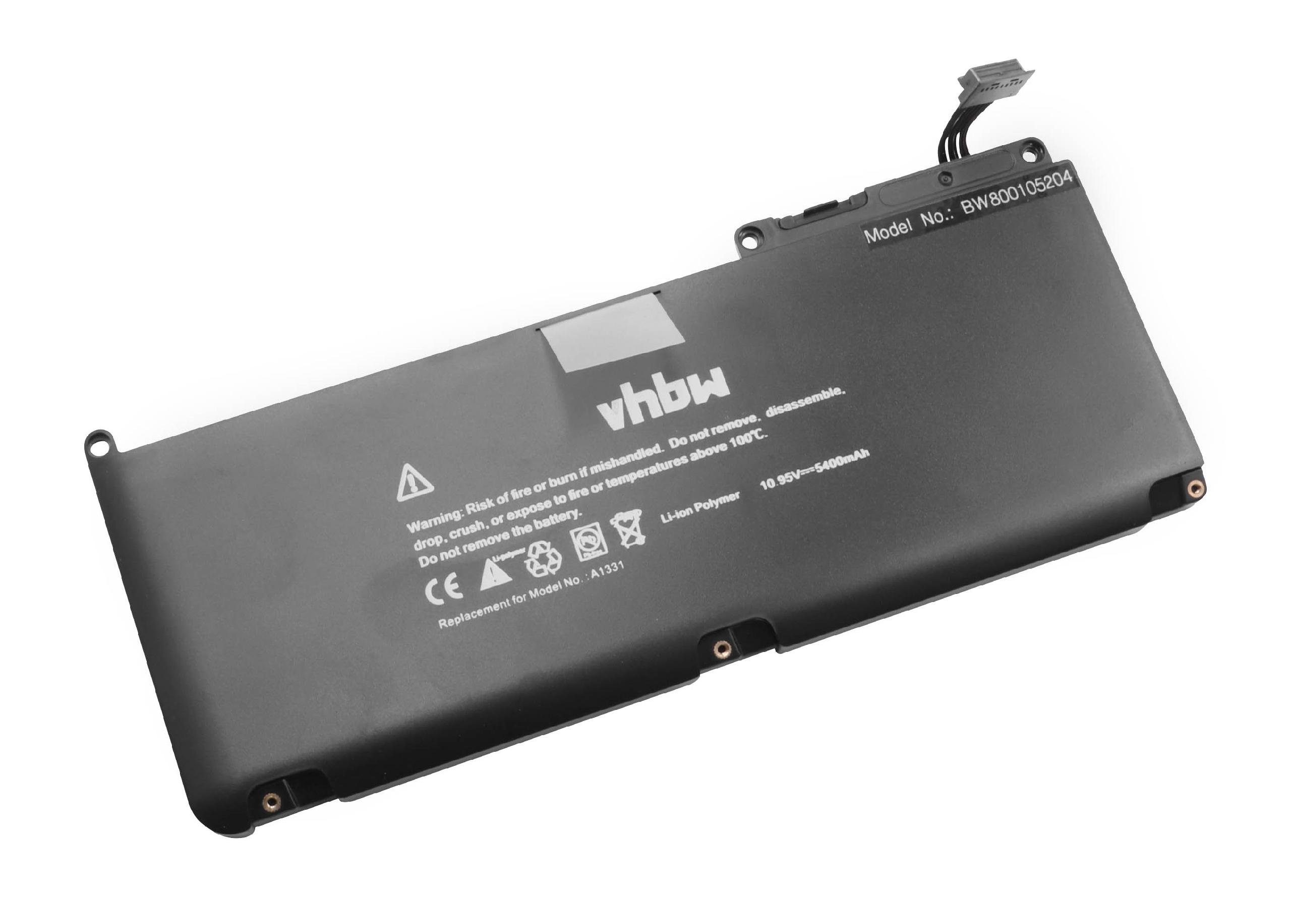 vhbw Laptop-Akku passend für Kompatibel mit Macbook Pro MB076LL/A 17, MB133LL/A 15.4, MB134LL/A 15.4 Notebook / Netbook (5400mAh, 10,95V, Li-Polymer) 5400 mAh