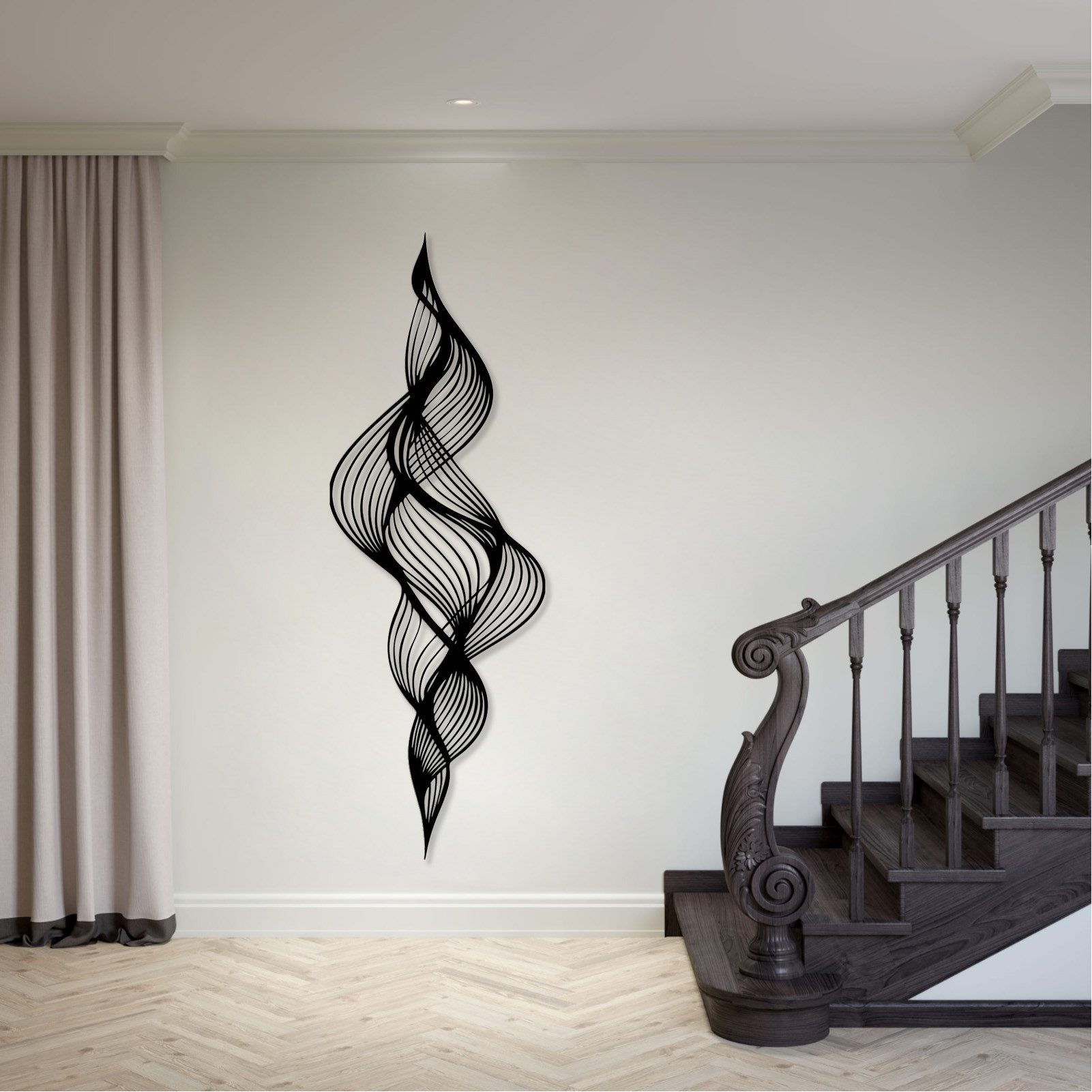 Jumpeak Wanddekoobjekt Wanddeko mit Wellenmotiven,Spiralmuster,Abstrakte Motive,Linienkunst, Metall,4 Farben,5 Maße,Dekorative Muster,Flurdekoration,Geschenkideen