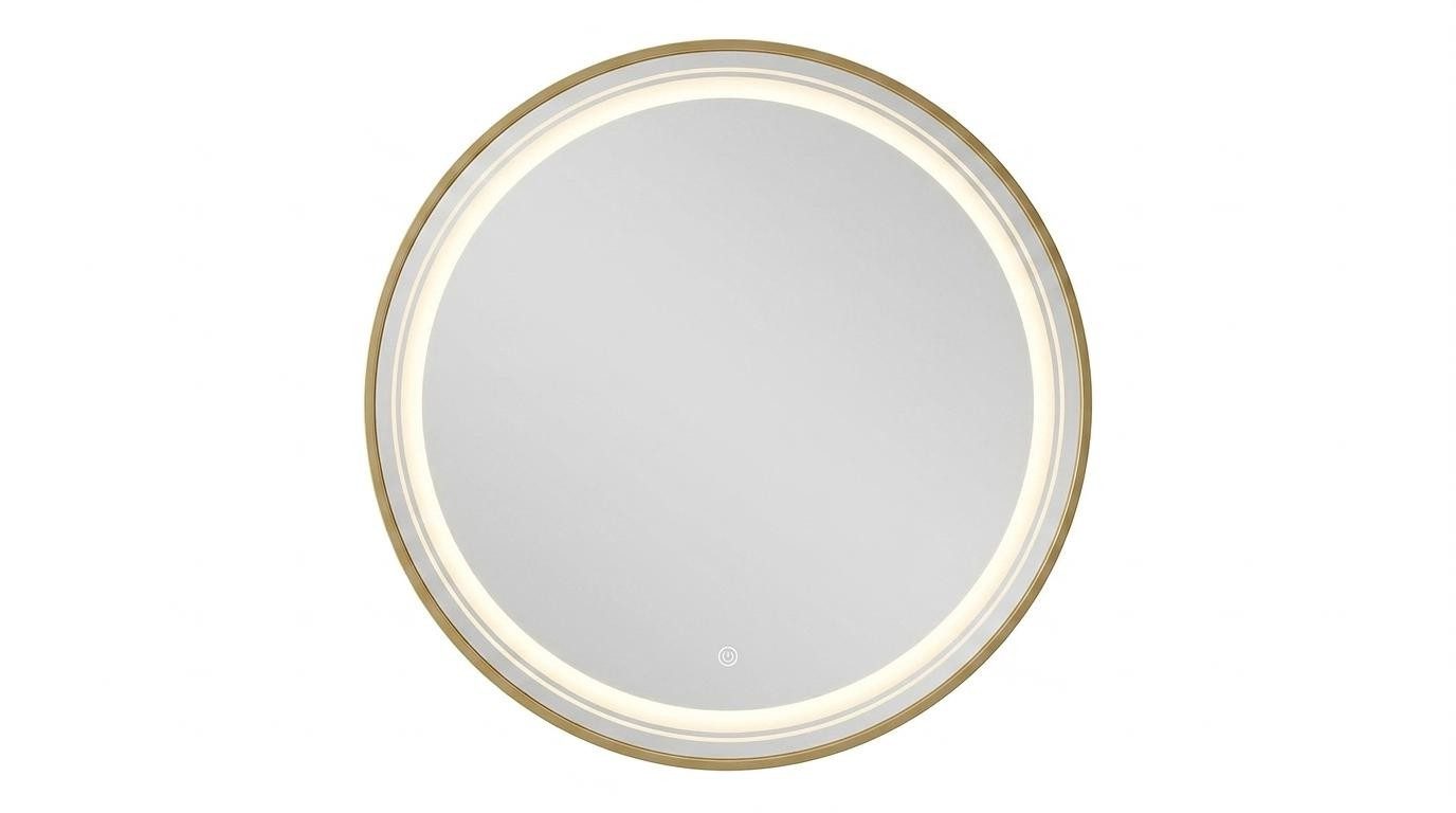 Xlmoebel Dekospiegel Beleuchteter Dekospiegel aus Glas in Beige – modern und praktisch, Made in Europa