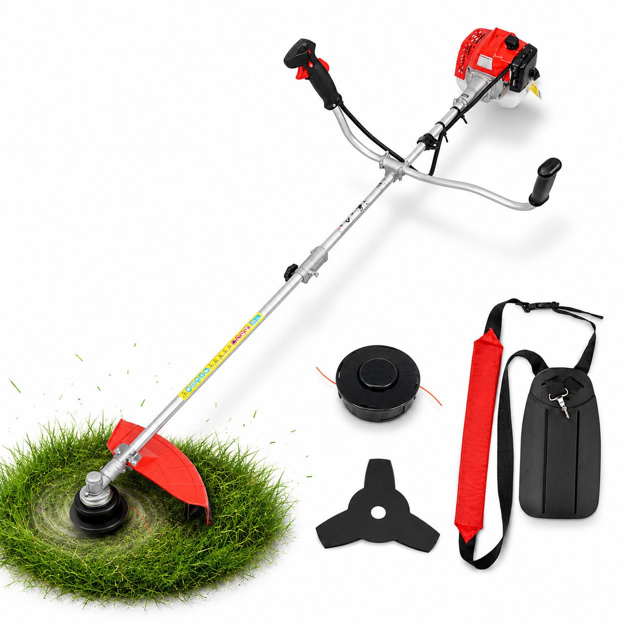 Hecht Benzin-Freischneider Motorsense 129 BTS mit Tragegurt, 25,5 cm Arbeitsbreite Messer, 43 cm Arbeitsbreite Faden, 1,1 PS