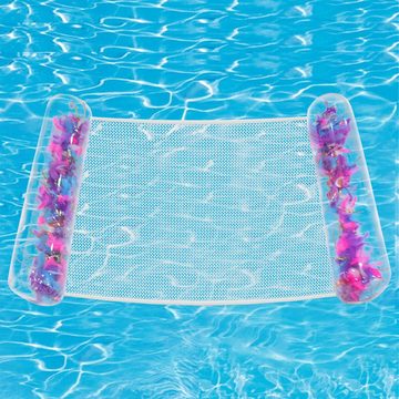 AUKUU Badeinsel Transparentes Transparentes Wasser Schwimmbett klappbarer, Liegestuhl mit Federn aufblasbares schwimmendes Drainagebett