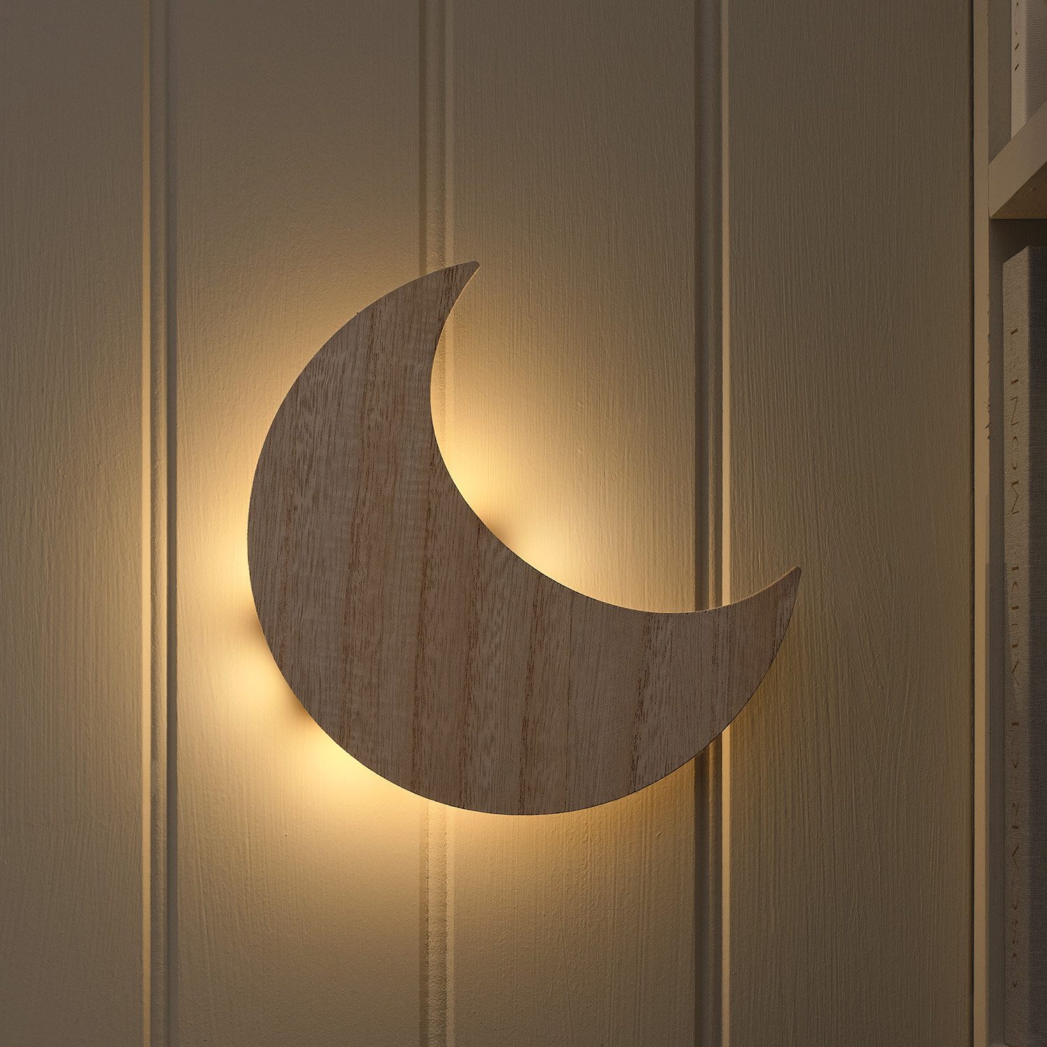 Lights4fun LED Wandleuchte Mond Wandlicht fürs Kinderzimmer mit Fernbedienung & Timer