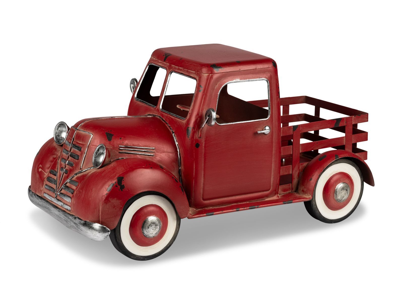 formano Gartenfigur Deko Auto Vintage Metall 43 cm Garten Truck rot Fahrzeug handbemalt