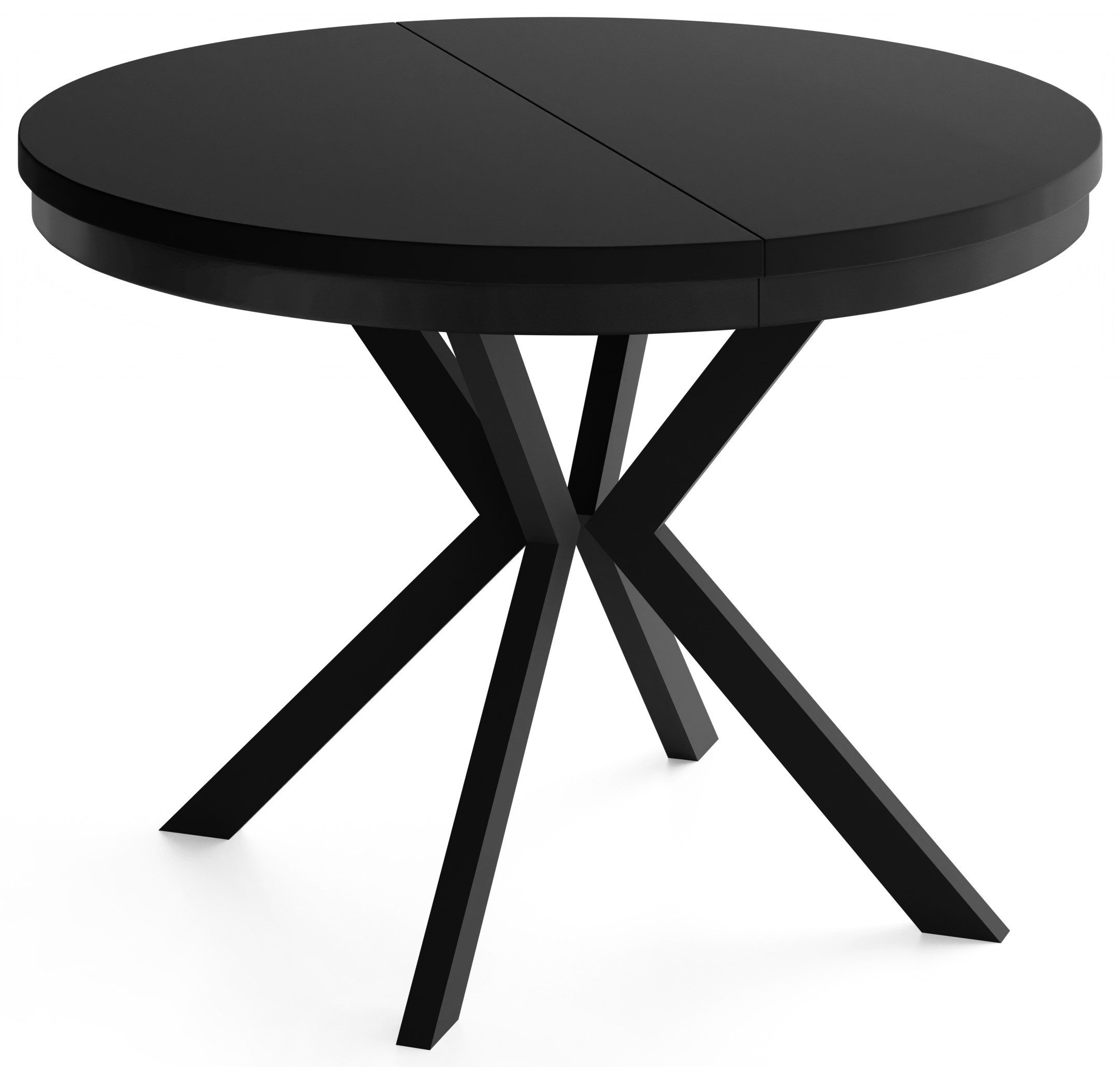 WFL GROUP Esstisch Ross ausziehbar rund industrial mit schwarzen Metallbeinen (MADE IN EU, erhältlich in 3 Größen – 90/100/120 cm ausziehbar auf 170/180/200 cm) – Bild 2 von 5