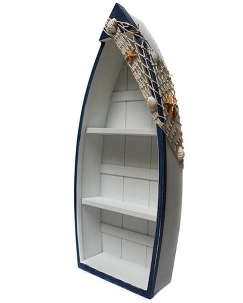 Yudu Deko-Wandregal Rega Boot Form Schiff Bootregal Fischernetz Muscheln Maritime Deko – Bild 3 von 4