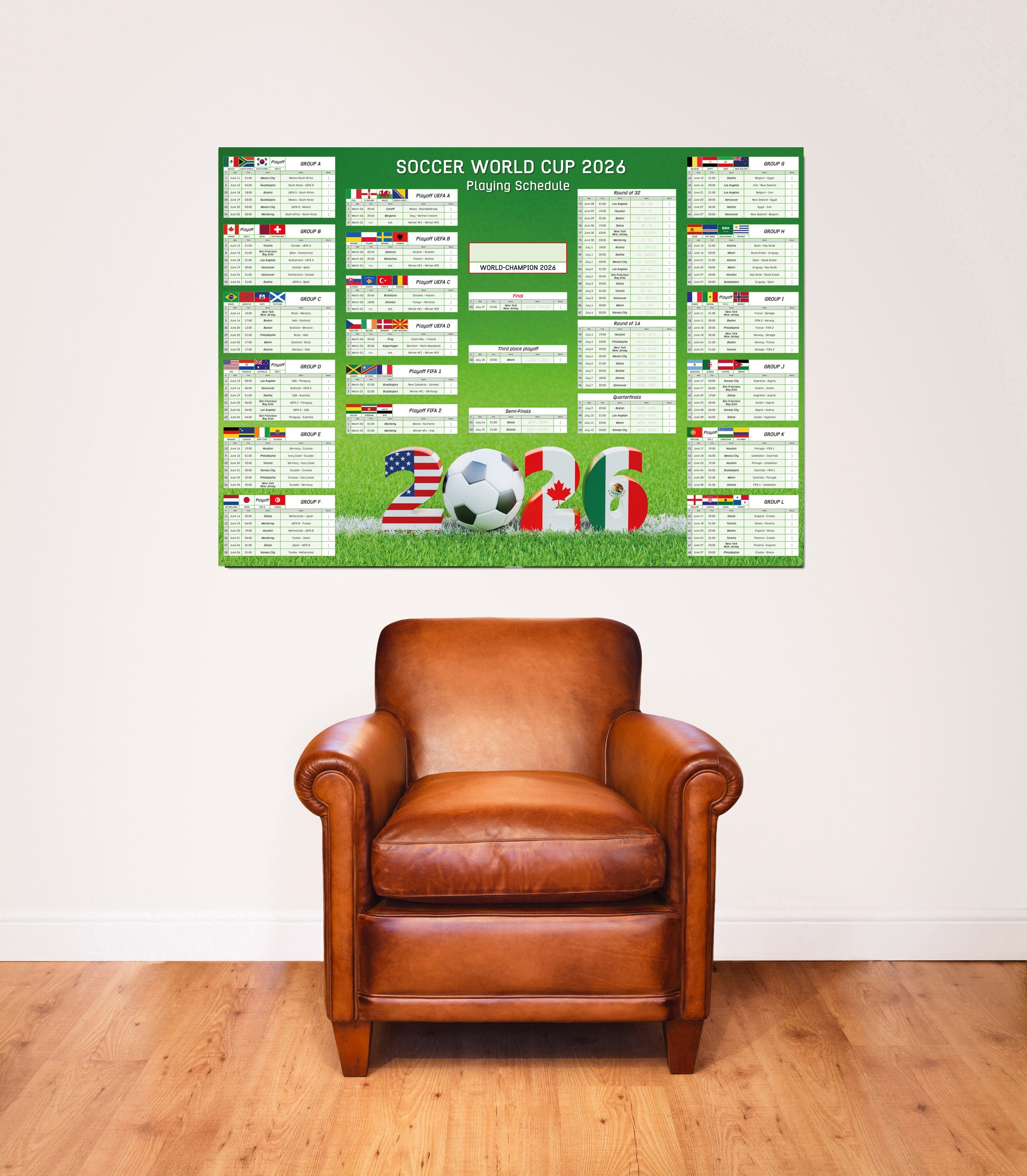 Poster Soccer World Cup 2026 – XXL Wall Planner (100x140 cm)