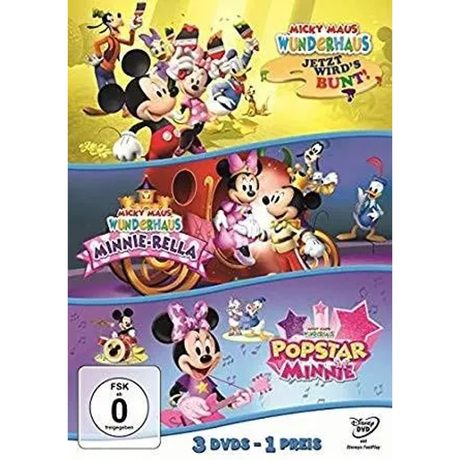 Walt Disney DVD Micky Maus Wunderhaus - Jetzt wirds bunt! & Minnie-Rella & Popstar...