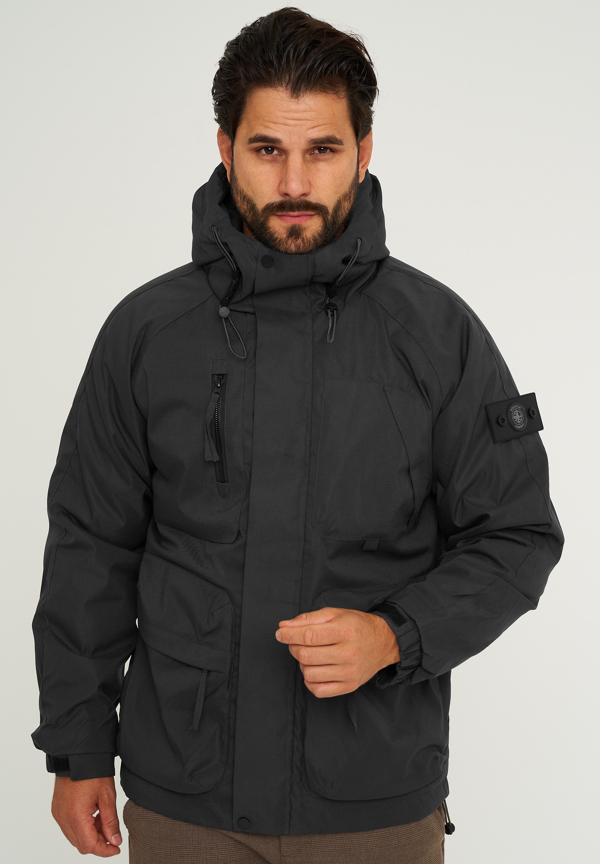 SOULSTAR Steppjacke S2MALBUN Herren leichte Field-Jacket mit Kapuze Fleece gefütterte Outdoor-Jacke