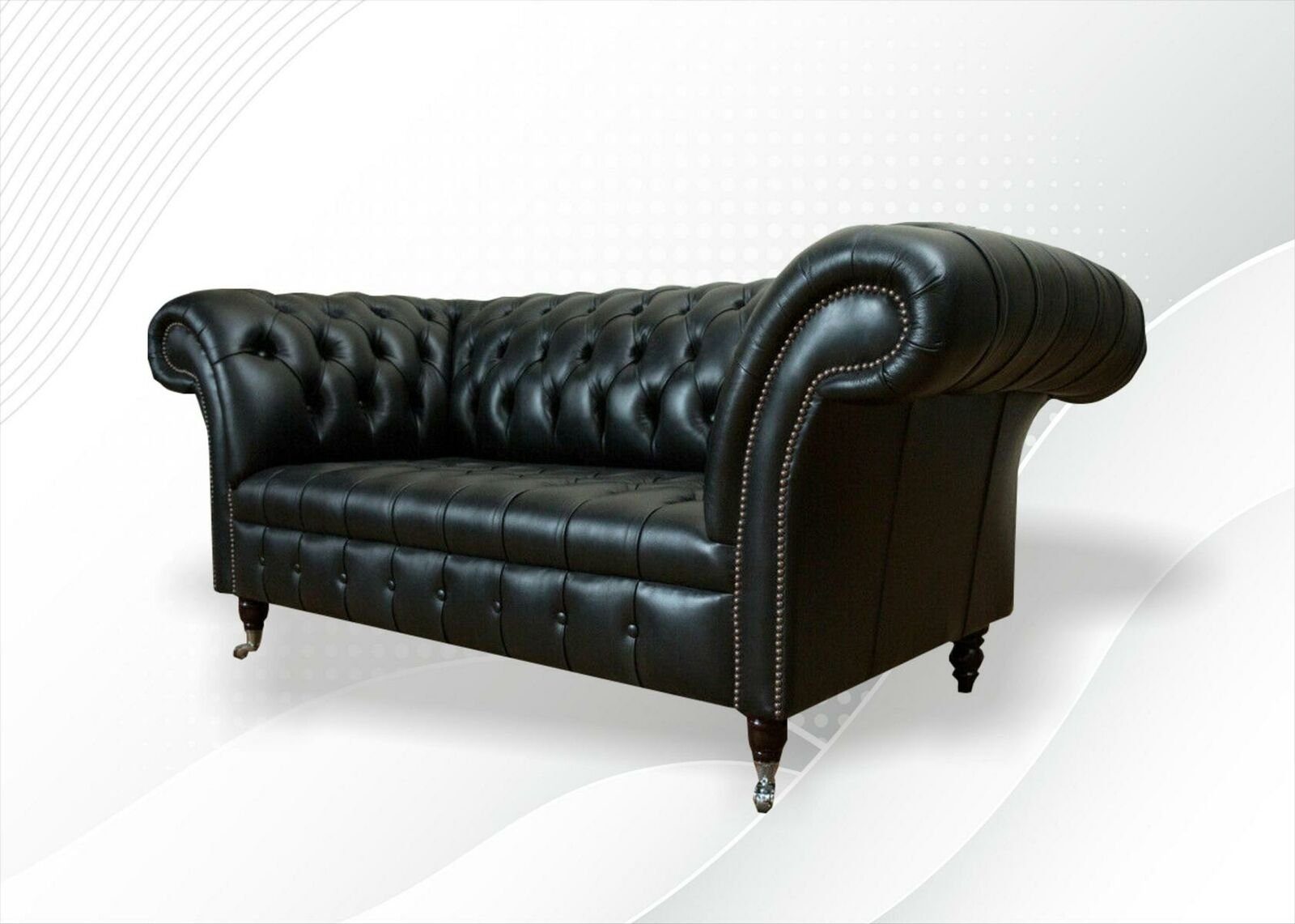 Chesterfield Polster JVmoebel Wohnzimmer Sofa Möbel Couch Schwarz Zweisitzer Sofa,