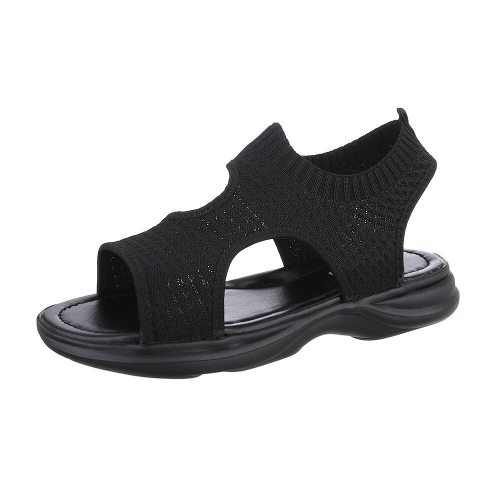 Ital-Design Kinder Schlupfschuhe Freizeit Sandale (86530396) Blockabsatz Sandalen in Schwarz