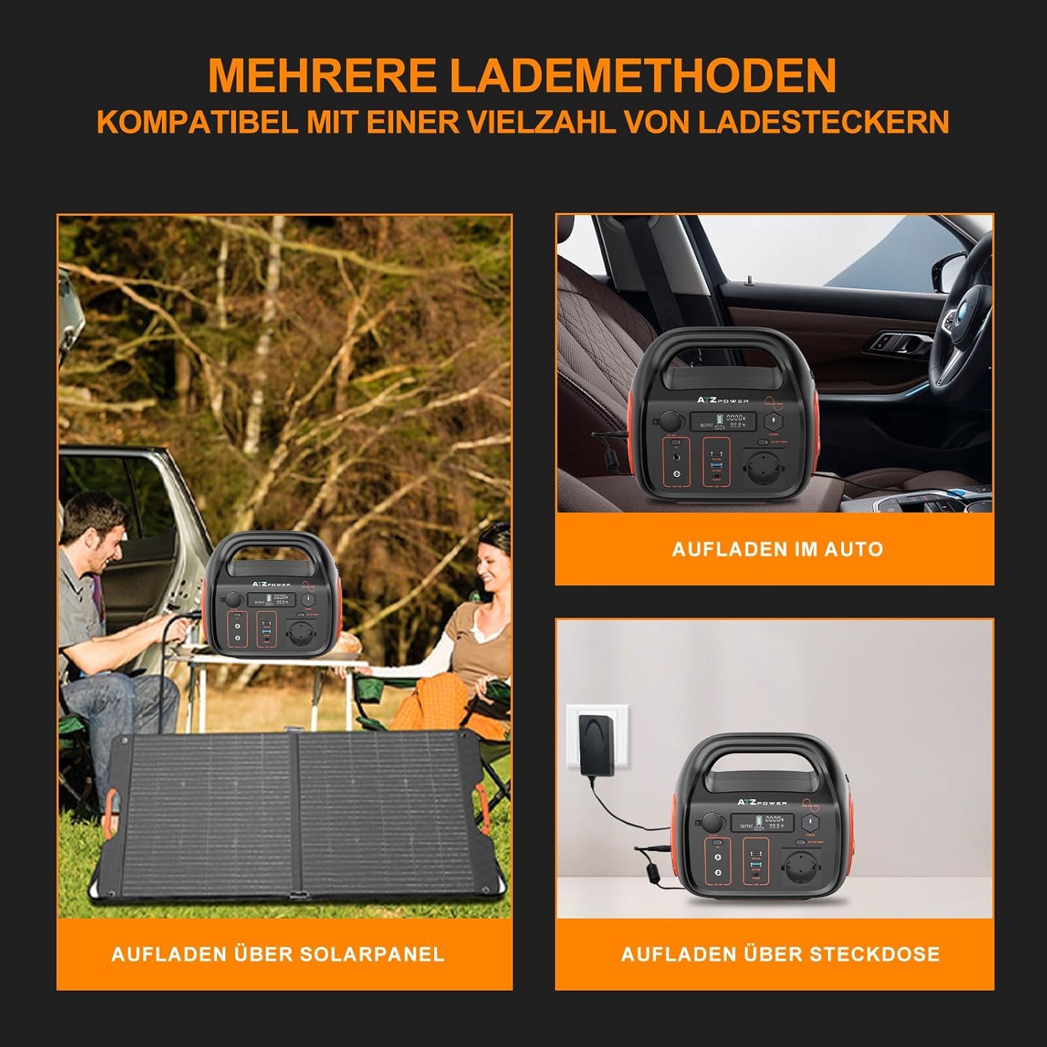 ATZ Power PYS-PEP-E00300 Power Station 296Wh, 300W Output, USB-C & Solar Charging PS-296Wh (12V - 28V), Portable Power Station 296Wh Battery, USB-C, Solar Charging, LED Light 3.6 kg