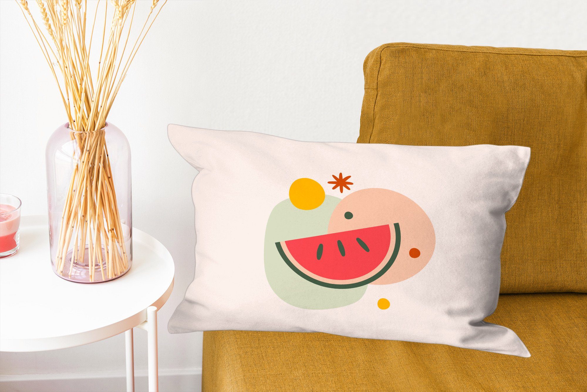 MuchoWow Dekokissen Wassermelone - Dekoration, mit Obst Pastell, Dekokissen Füllung, Schlafzimmer Zierkissen, - Wohzimmer