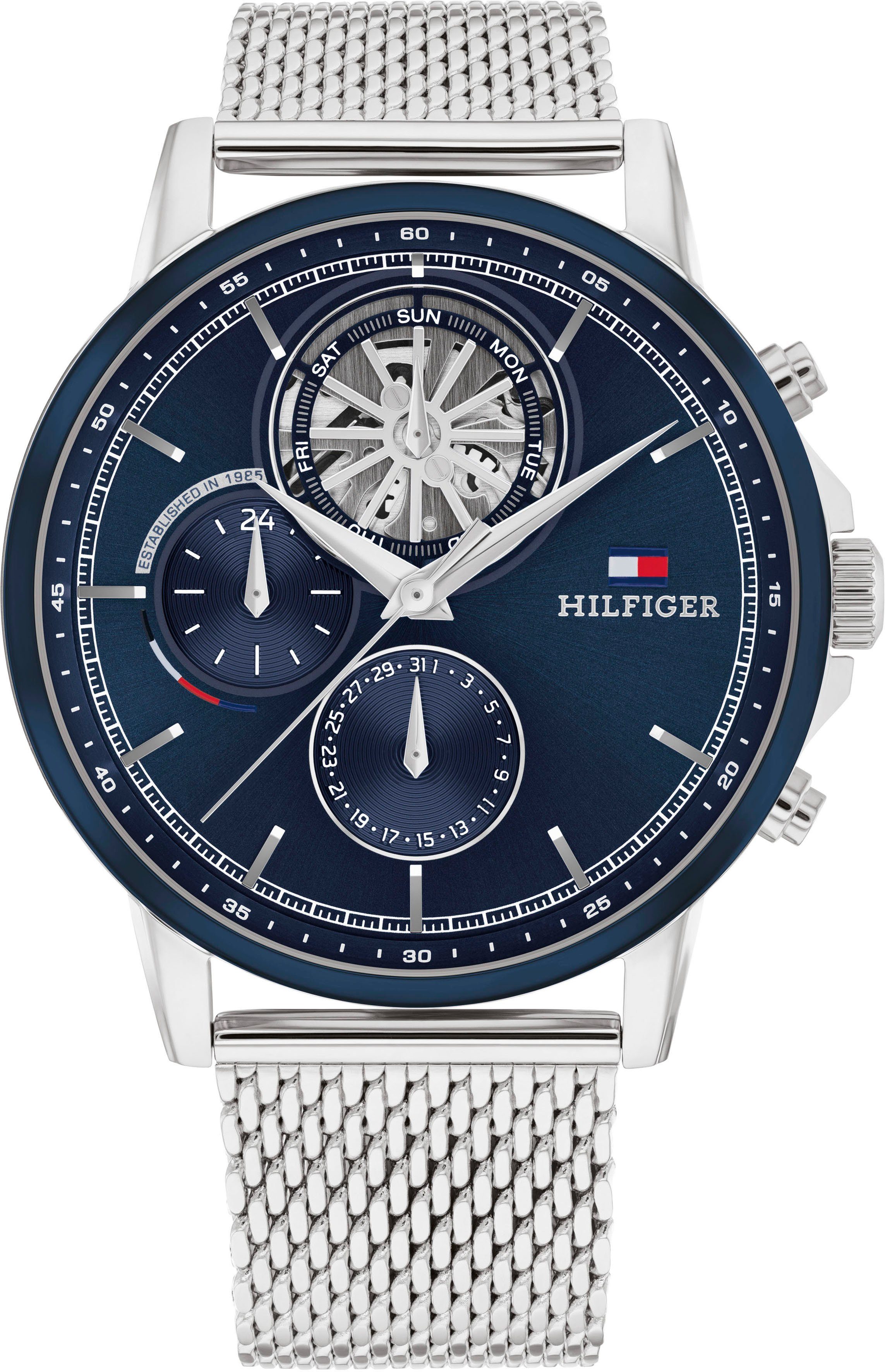 Tommy Hilfiger Multifunktionsuhr Stewart, Quarzuhr, Armbanduhr, Herrenuhr, Datum, 12/24-Std.-Anzeige, analog