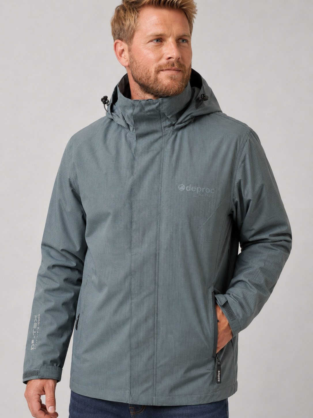 DEPROC Active Outdoorjacke LAVAL MEN CS Funktionsjacke, Wanderjacke, Regenjacke abnehmbare Kapuze