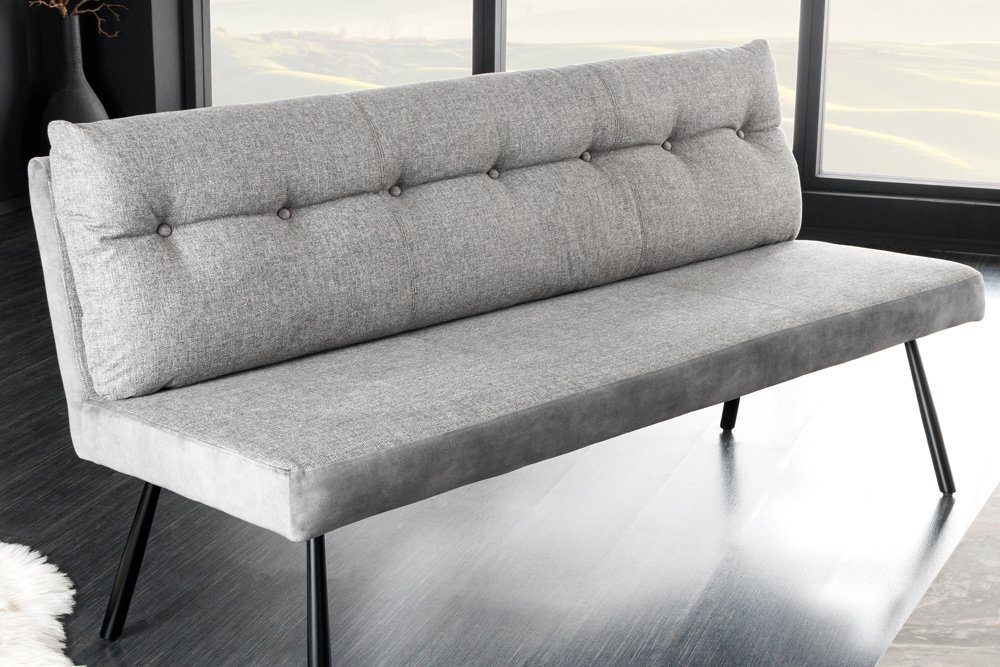 riess-ambiente Sitzbank BIG GEORGE 160cm grau / schwarz (Einzelartikel, 1-St), Samt · Strukturstoff · mit Lehne · Metall· Federkern · Modern Design