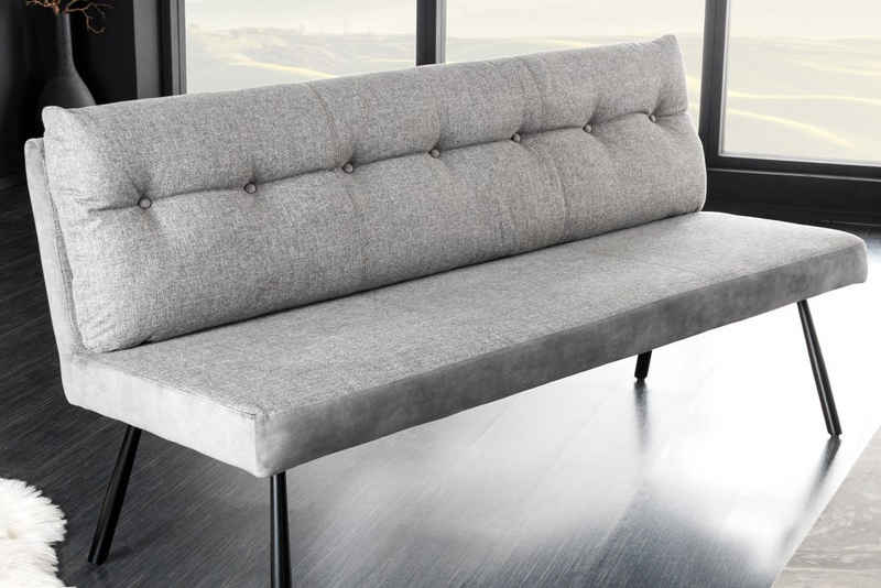riess-ambiente Sitzbank BIG GEORGE 160cm grau / schwarz (Einzelartikel, 1-St), Samt · Strukturstoff · mit Lehne · Metall-Beine · Modern Design