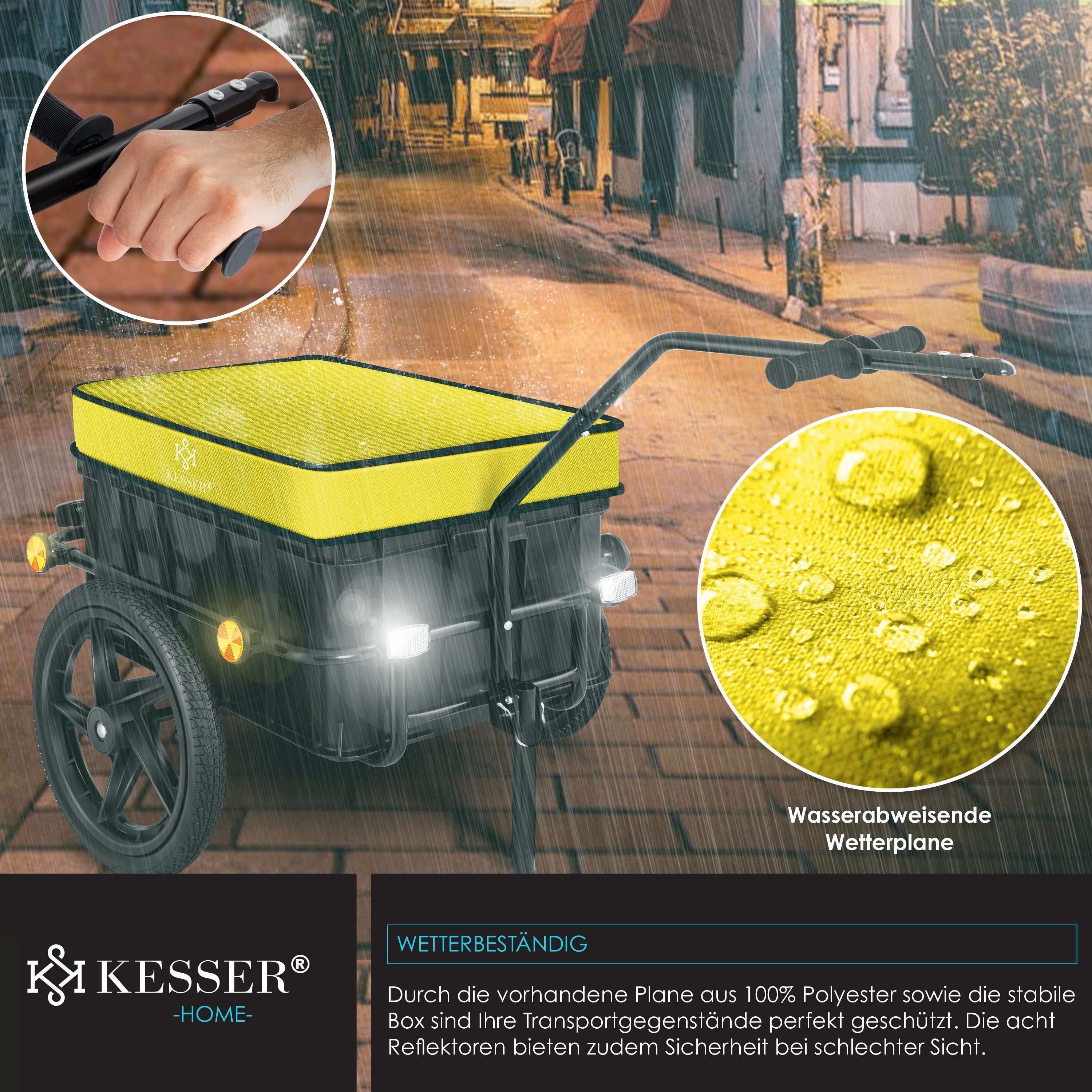 KESSER Fahrradlastenanhänger, Fahrradanhänger Lastenanhänger Handwagen mit Kupplung – Bild 5 von 5
