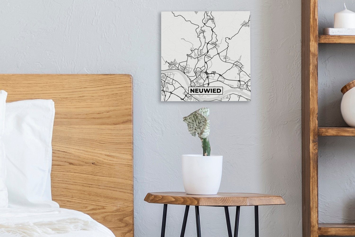 OneMillionCanvasses® Leinwandbild Neuwied Leinwand St), - - Karte (1 Stadtplan, Schlafzimmer Bilder Wohnzimmer für