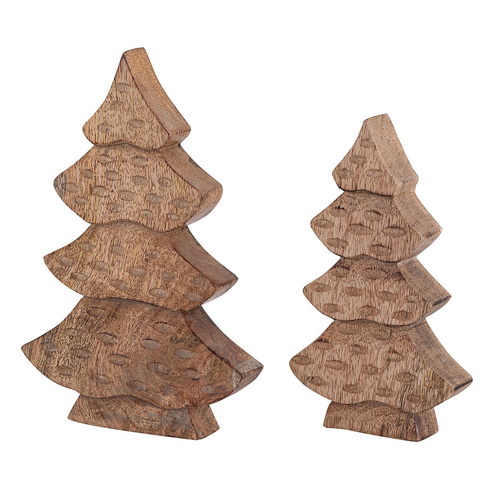 Mangoholz 2er H23/20cm Dekofigur Casamia Weihnachtsdeko Set Baum Dekofigur Holzfigur