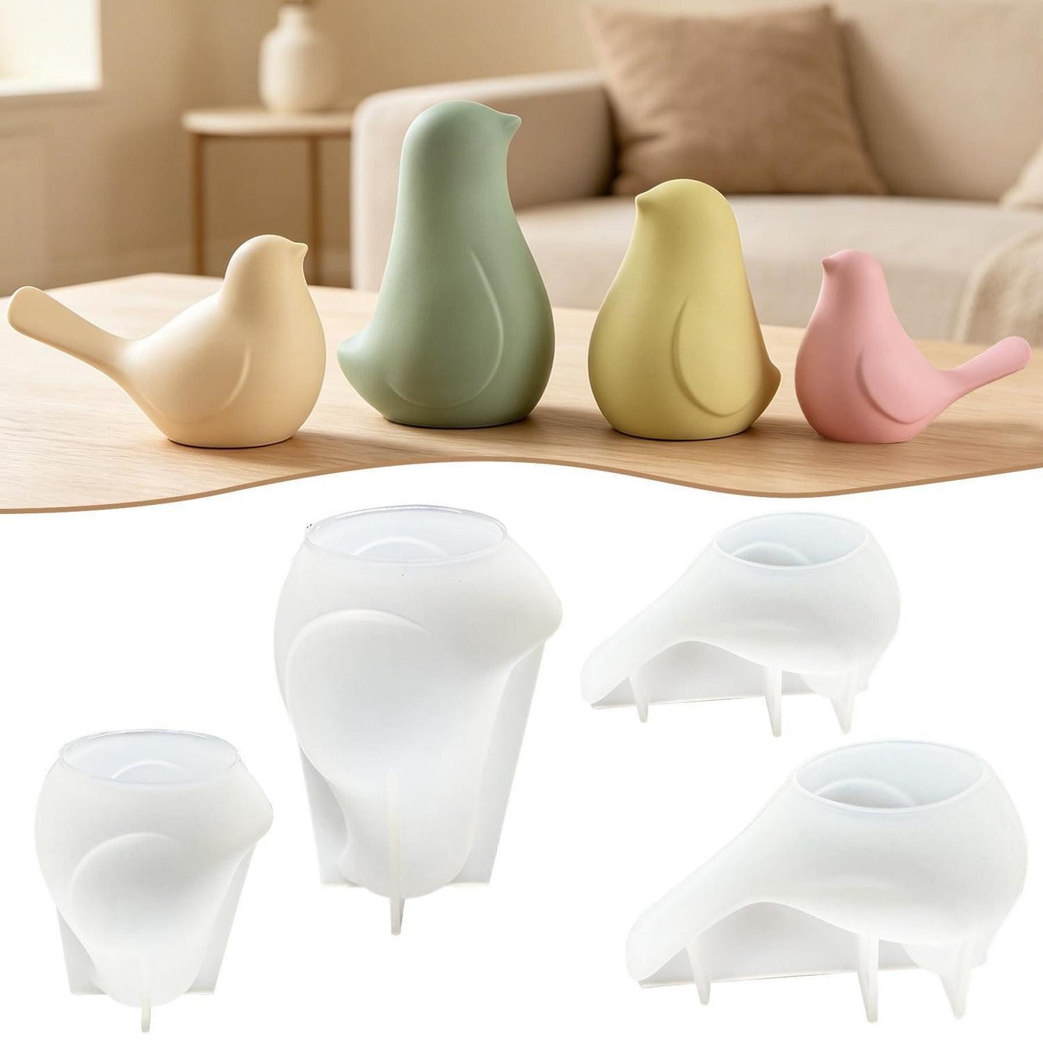 LuxusKollektion Silikonform Silikonform Vogel & Pinguin 4er Set DIY-Deko, (4-tlg)