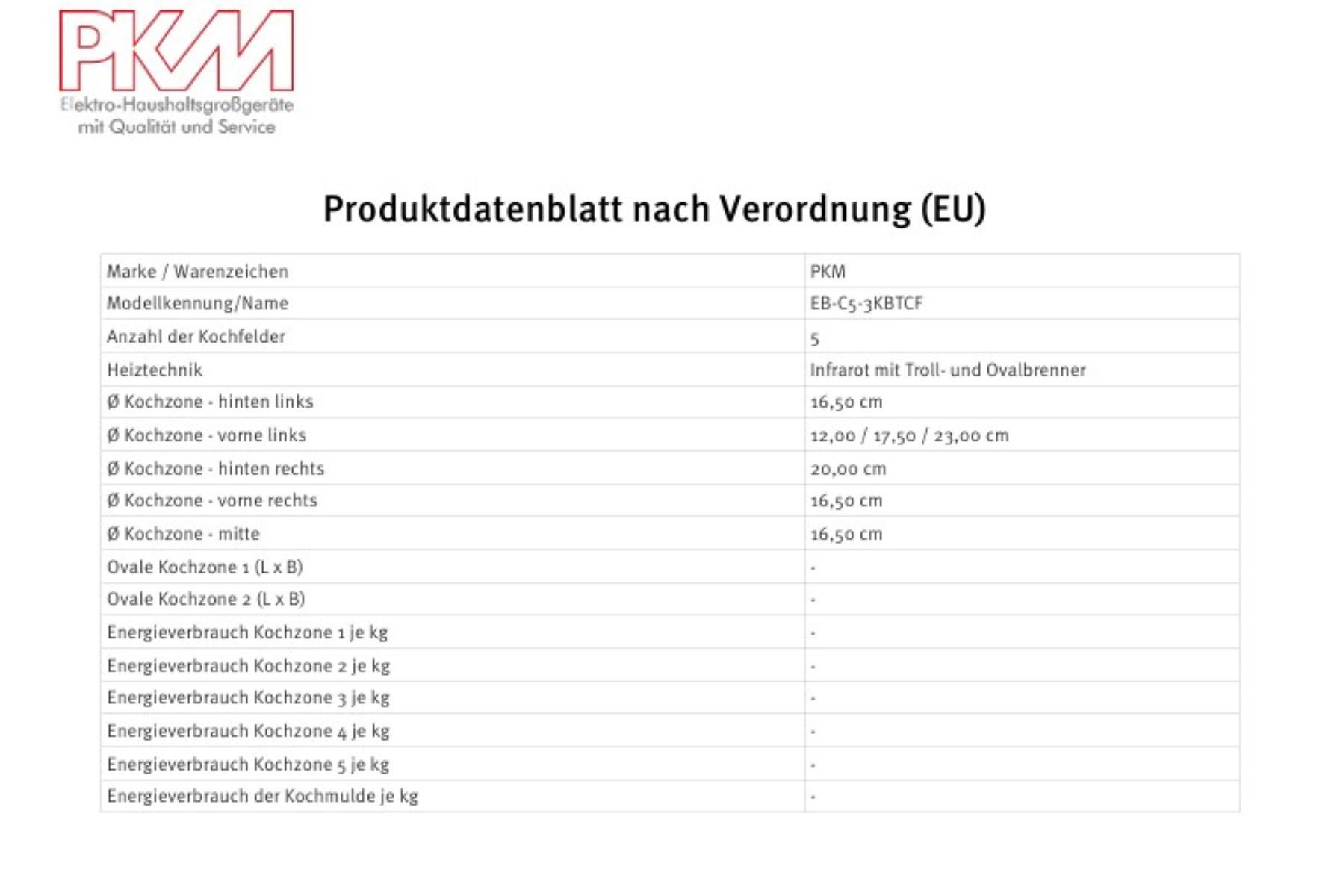 PKM Elektro-Kochfeld EB-C5-3KBTCF PKM EB-C5-3KBTCF, Timer, Kindersicherung