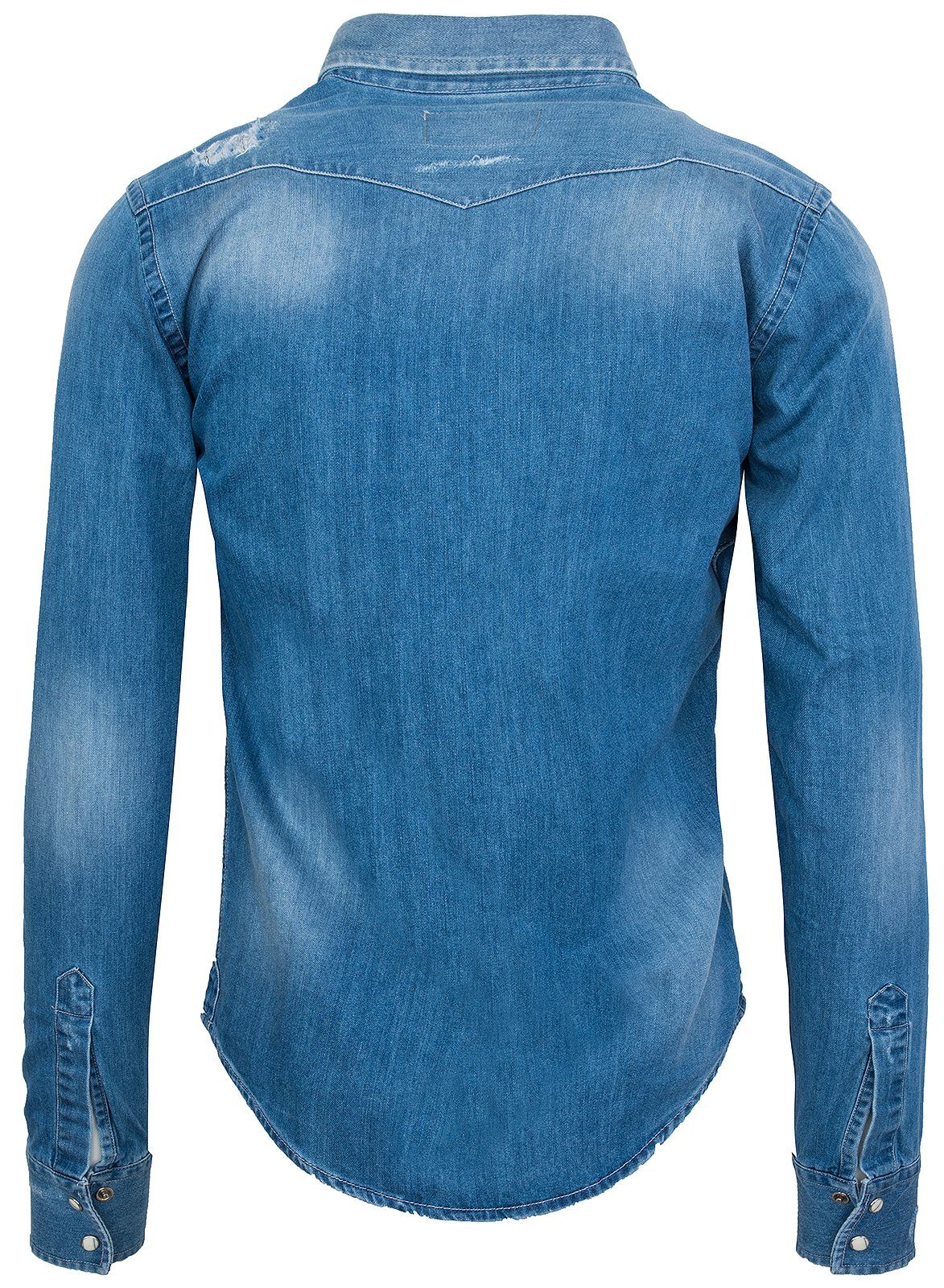 Rock Creek Jeanshemd Herren Jeanshemd Hellblau RC-013