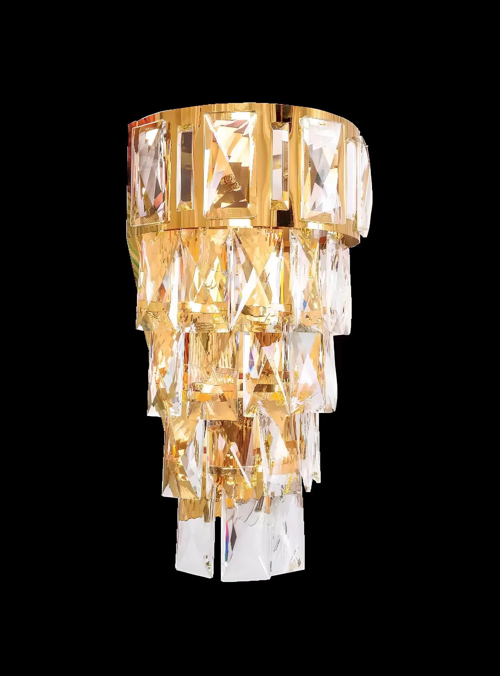 JVmoebel Wandleuchte Kristall Wandlampe aus Metall in Gold mit Lüster-Design, Leuchtmittel wechselbar, Made in Europa