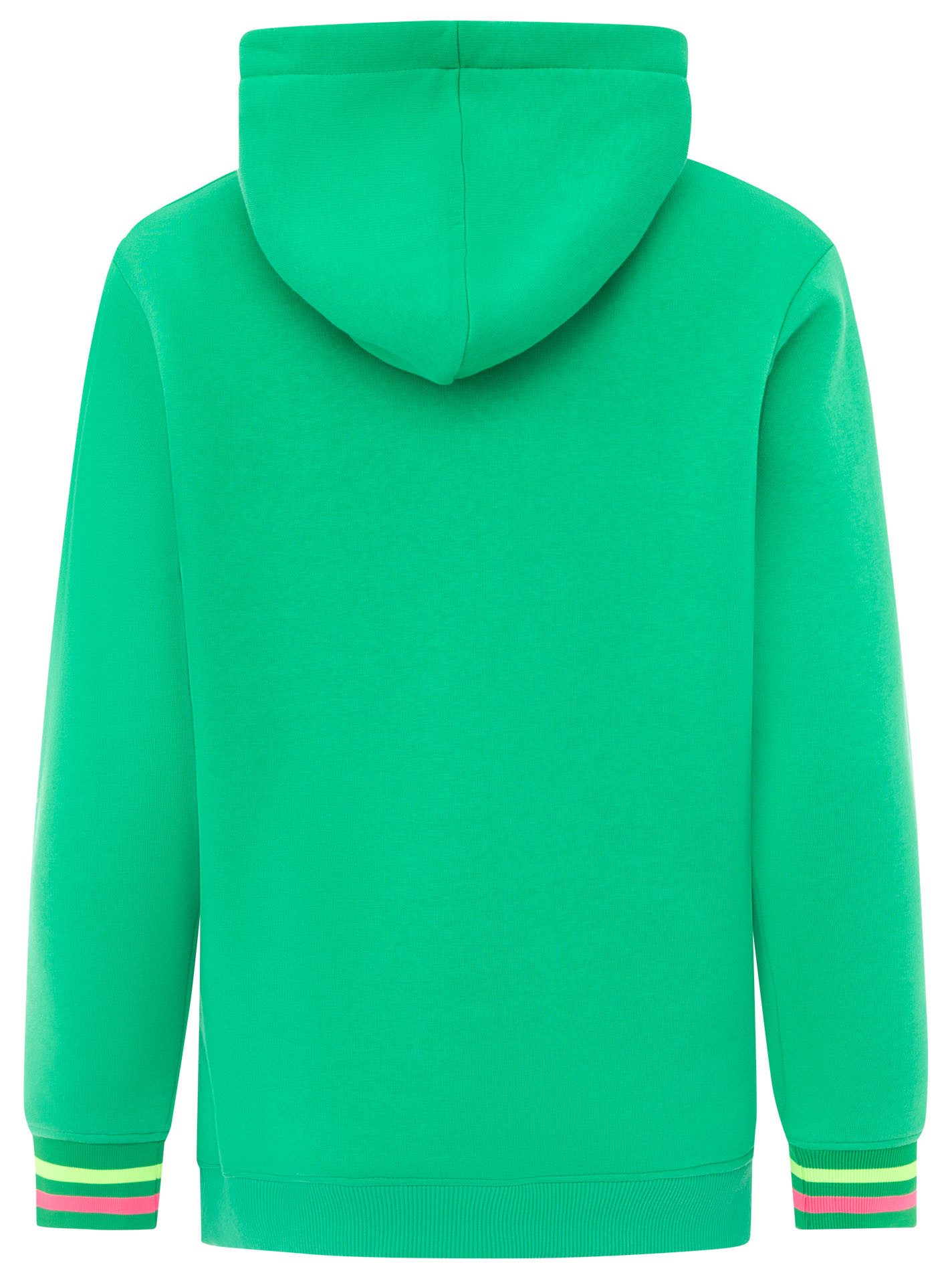 Zwillingsherz Hoodie "Be Happy!" gestreifte Bündchen, Aufdruck auf Brust, Kapuze, Kängurutasche – Bild 4 von 5