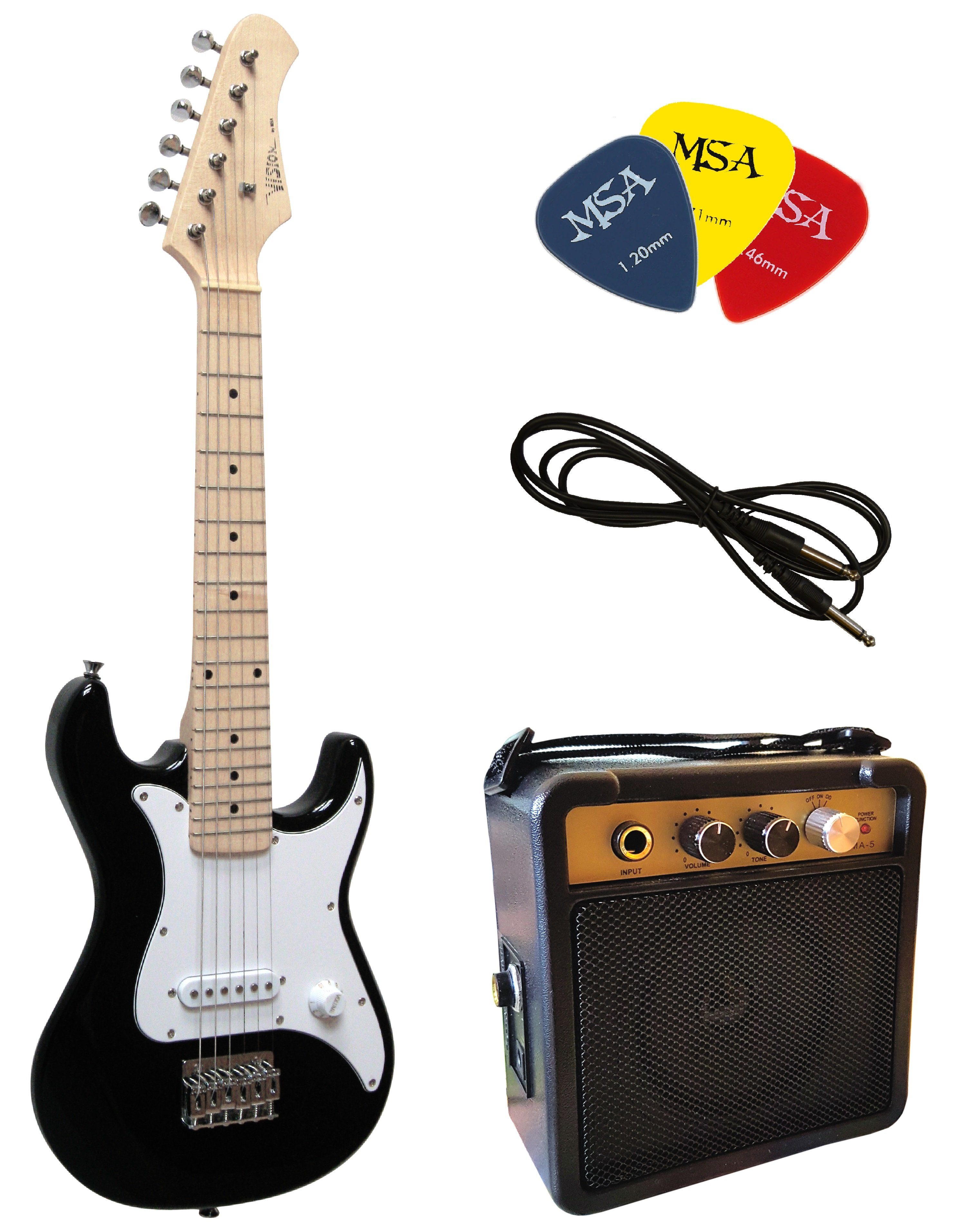Kindergitarre E-Gitarre 1/4 im Set mit Verstärker und Piks