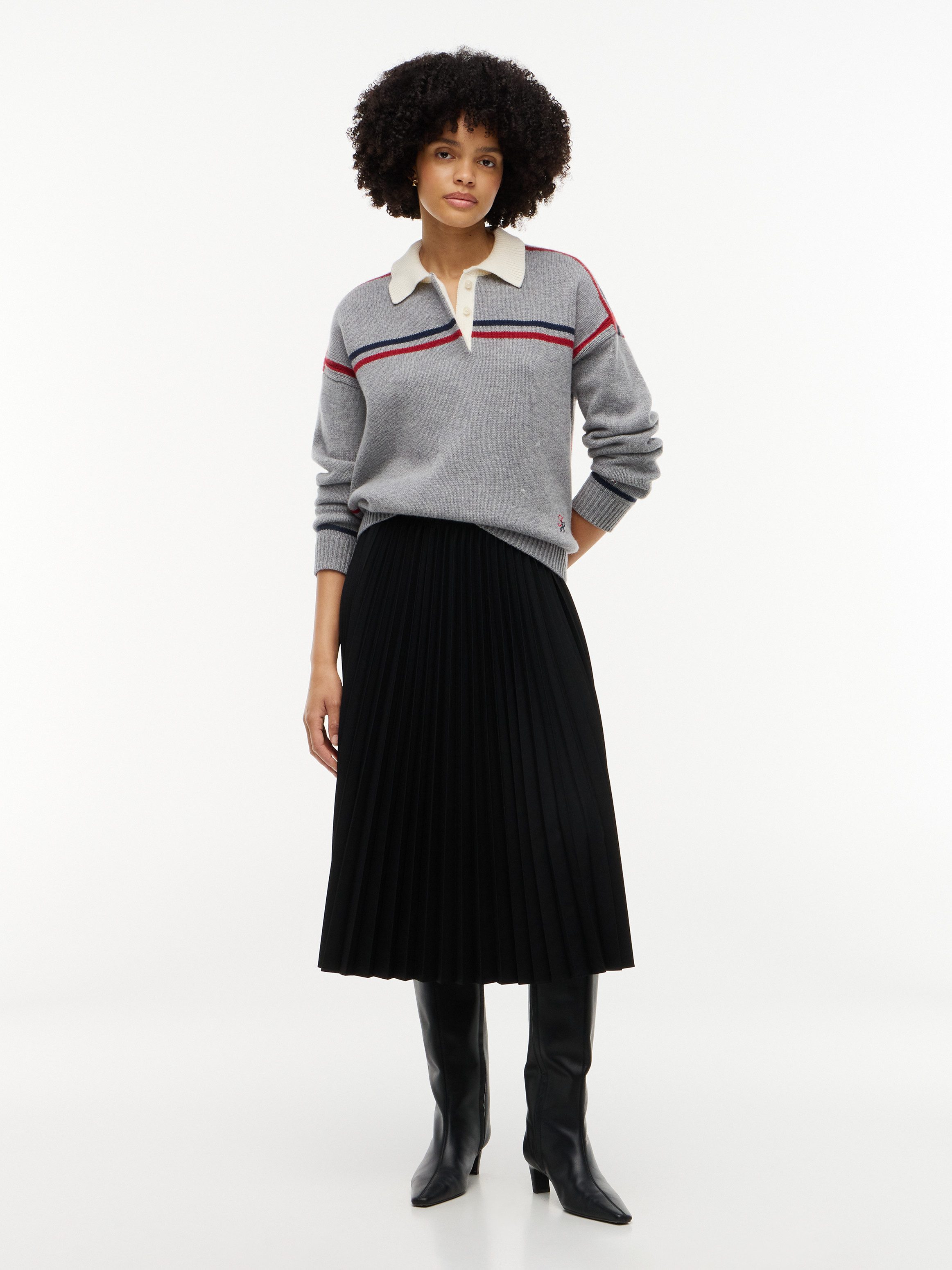 Tommy Hilfiger Plisseerock VISCOSE ELASTIC PLEAT MIDI SKIRT Materialmix, Plissee Falten – Bild 5 von 5