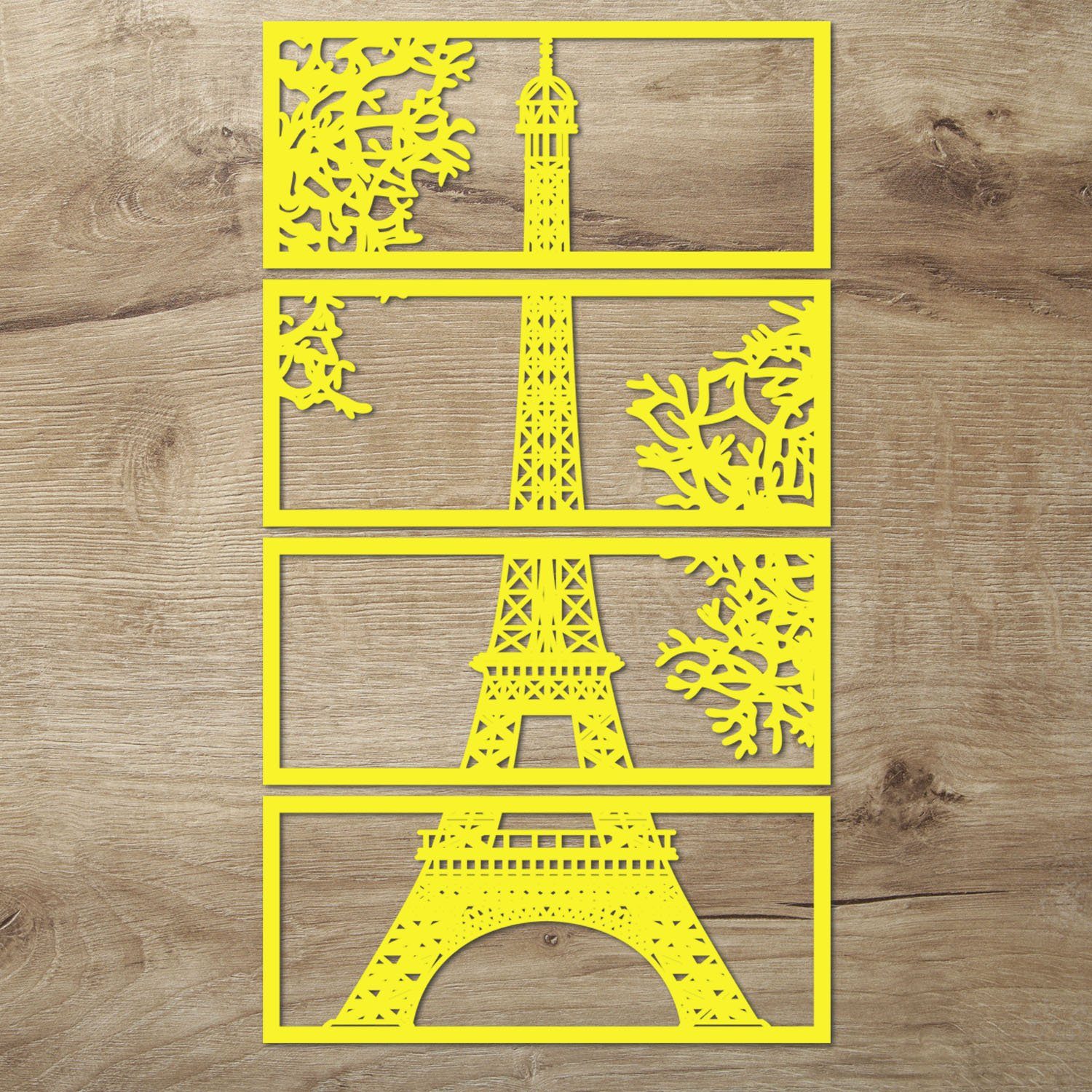 Namofactur Wanddekoobjekt XXL Eiffelturm Holz Wanddeko Wandbild Gelb
