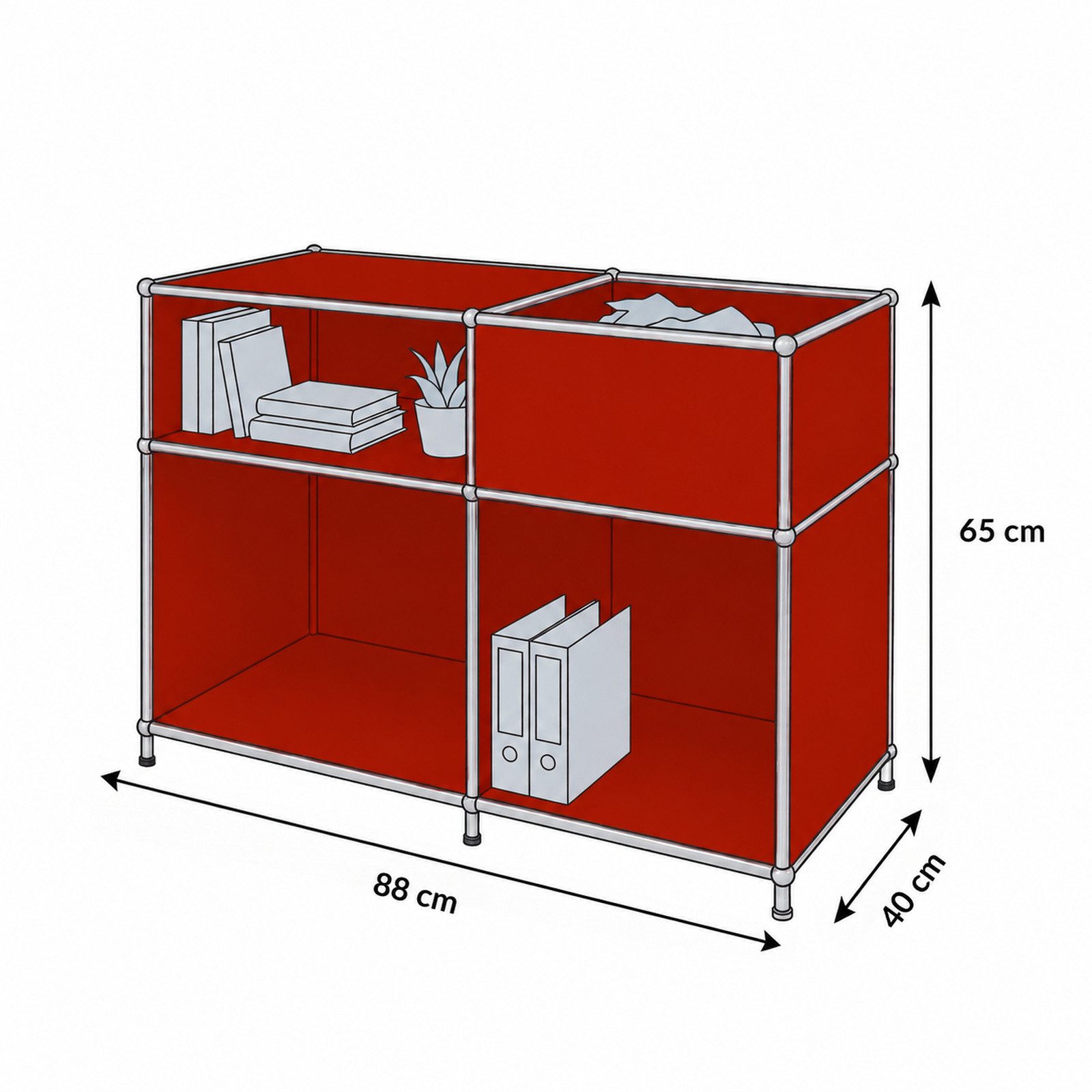 Floordirekt Sideboard Metall Concept Epure MK-030 Metallregal Stauraumfach, 3 Ablagen, B88×T40×H65 cm – Bild 2 von 5