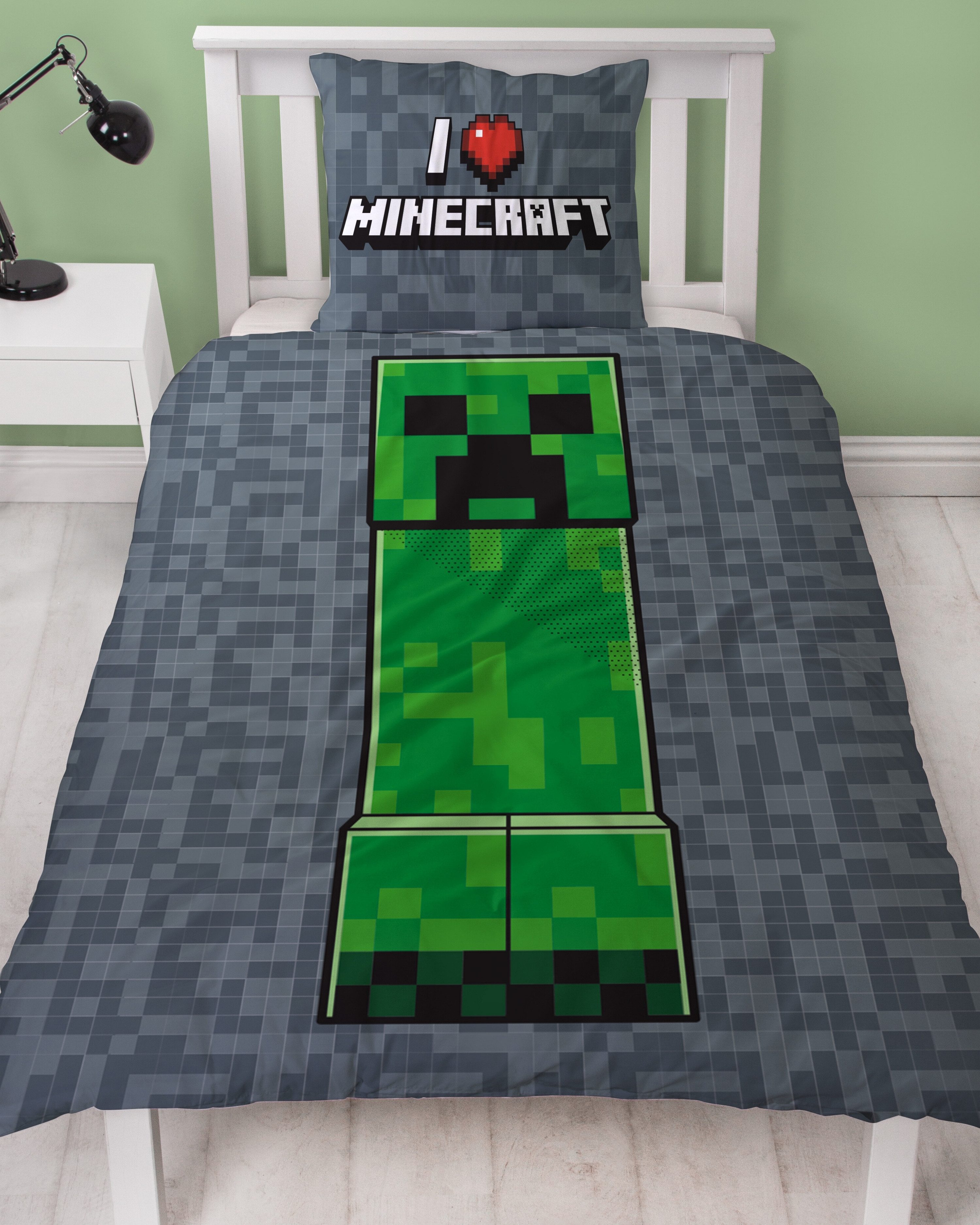 MTOnlinehandel Kinderbettwäsche Minecraft 135x200 + 80x80 cm 100% Baumwolle günstig online kaufen